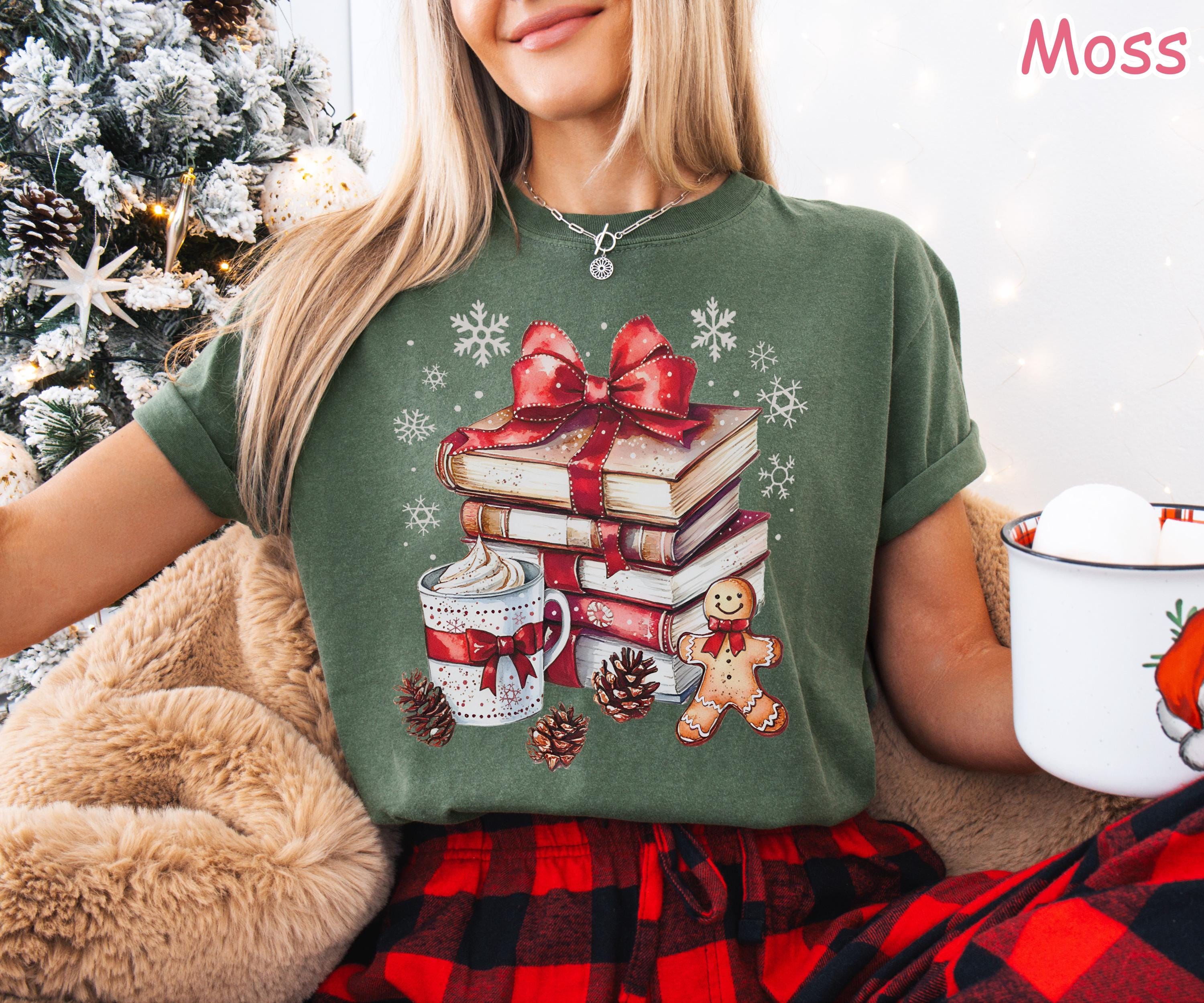 Comfort Colors® Christmas Books Shirt, Cozy Holiday Reading Shirt, Gingerbread Coffee Shirt, Bookish Christmas Shirt, Xmas Book Lover Gift