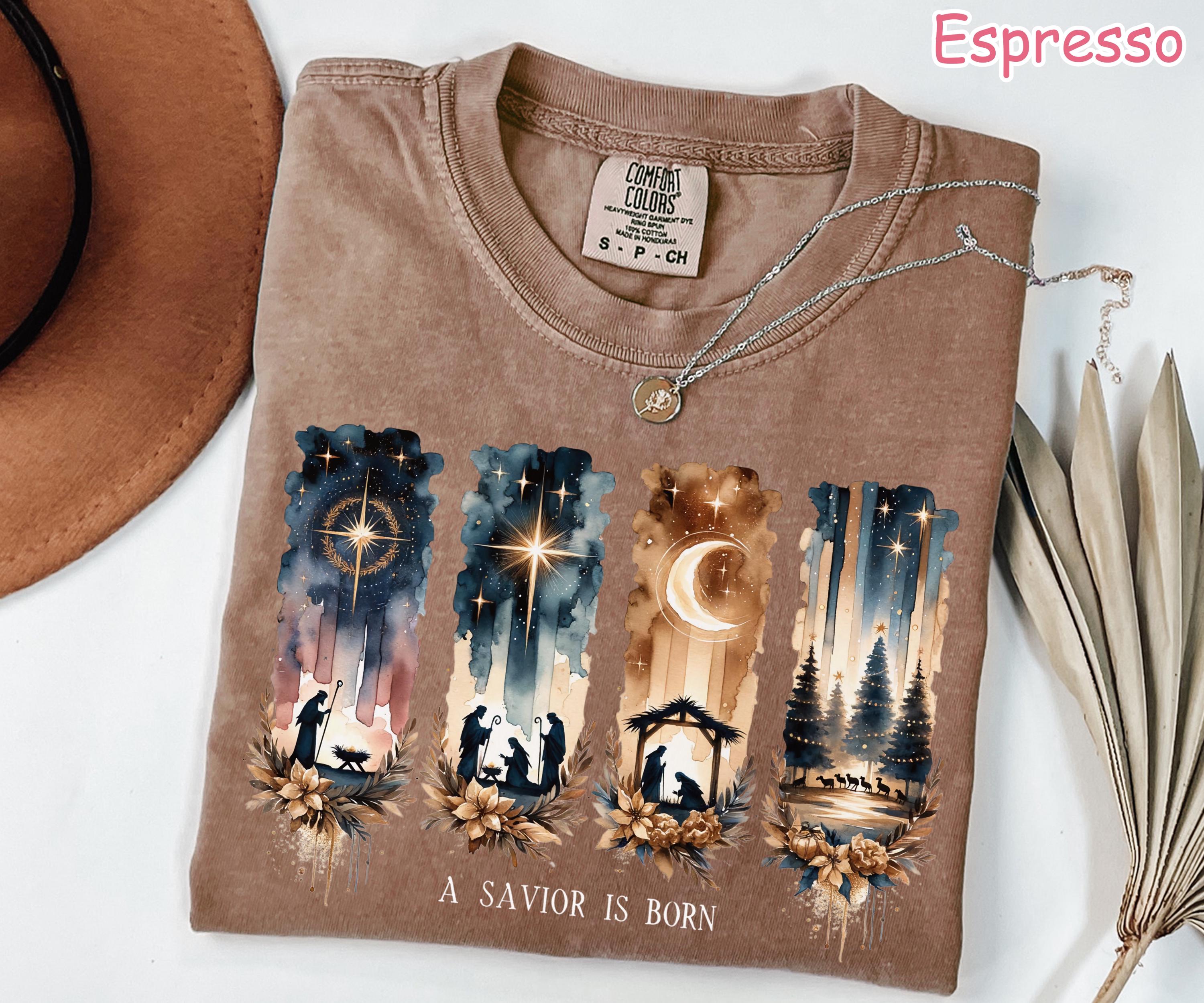 Comfort Colors® A Savior Is Born Shirt, Christian Christmas Shirt, Nativity Scene Shirt, Faith Holiday Shirt, Jesus Shirt, Religious Gift