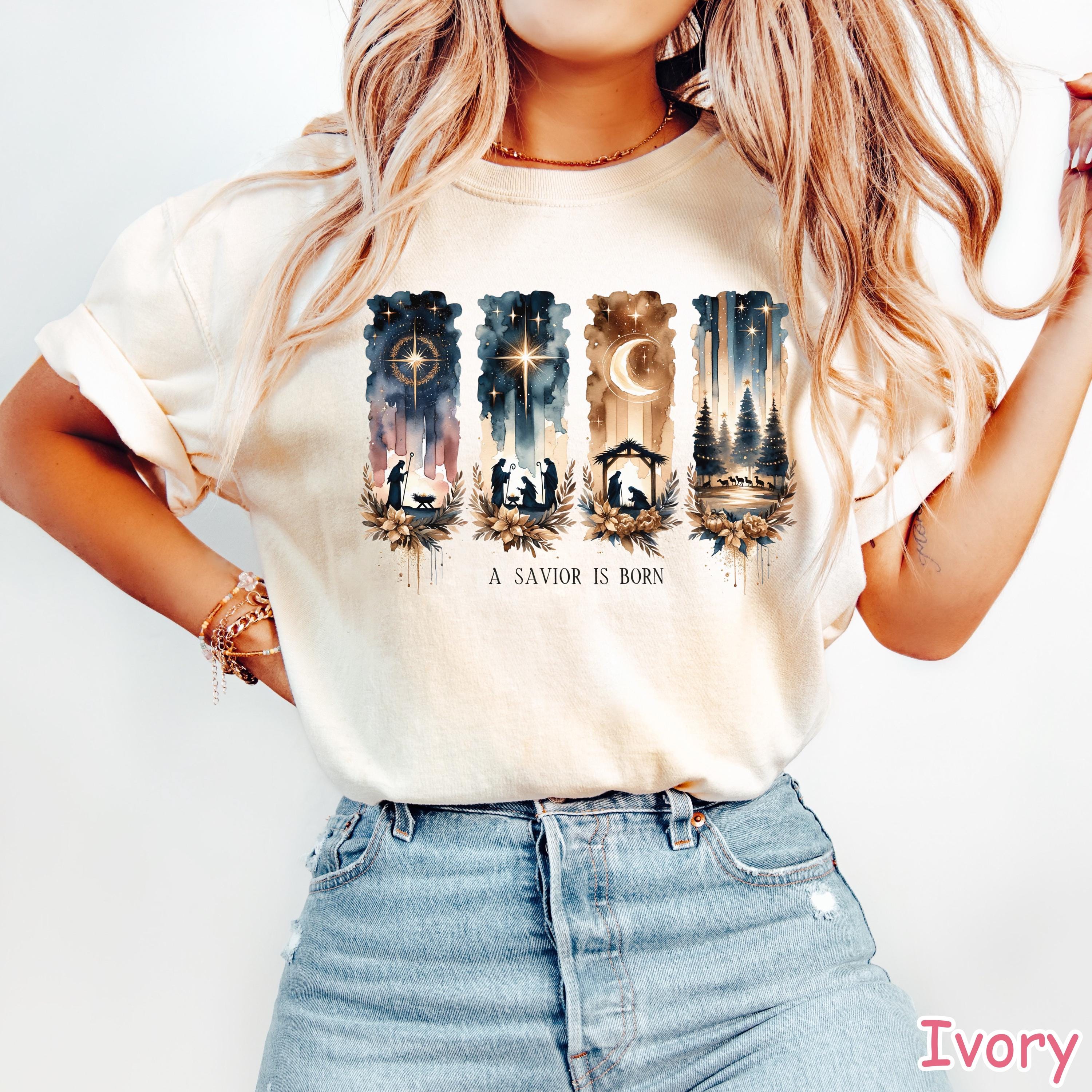 Comfort Colors® A Savior Is Born Shirt, Christian Christmas Shirt, Nativity Scene Shirt, Faith Holiday Shirt, Jesus Shirt, Religious Gift