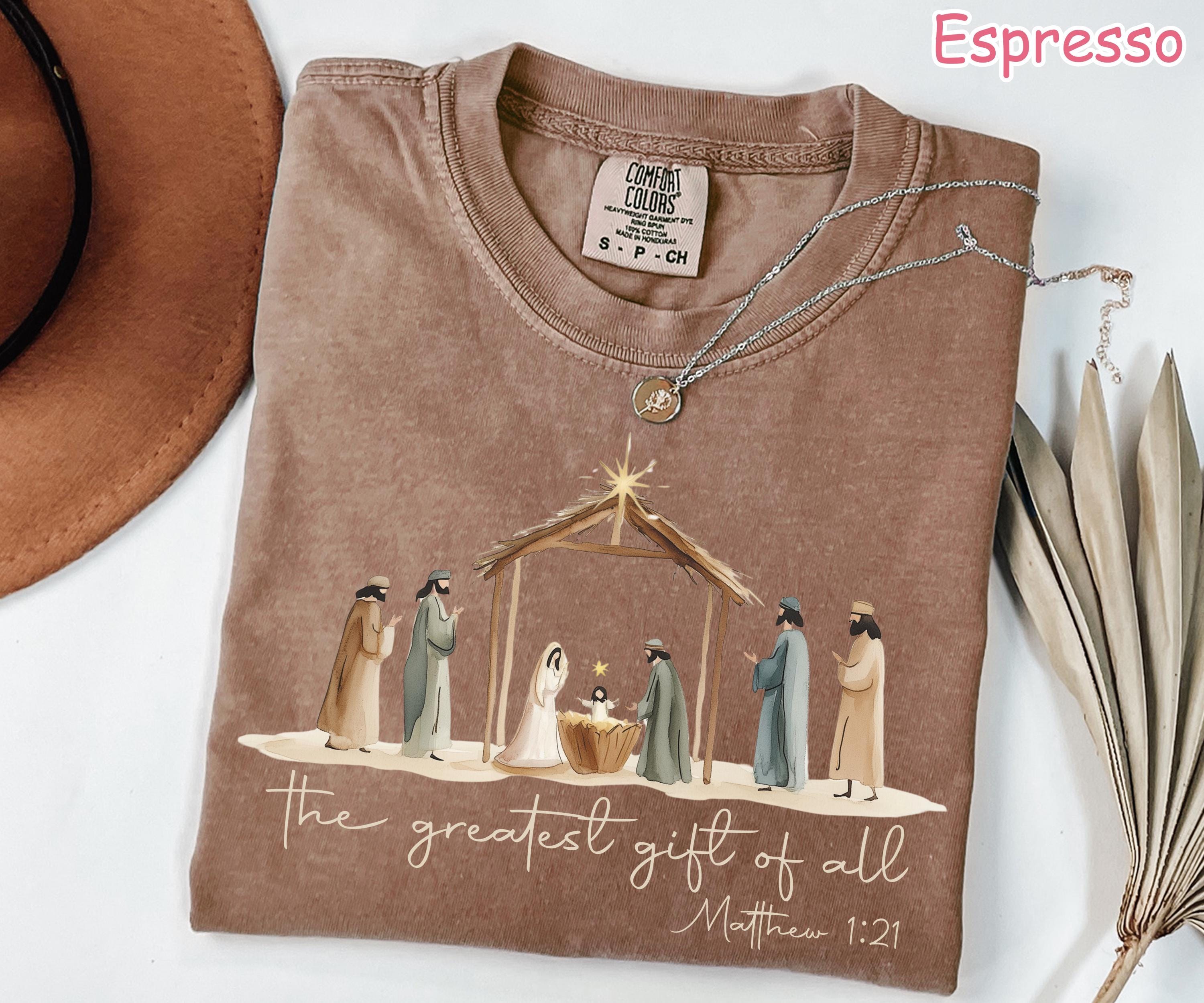 Comfort Colors® The Greatest Gift of All Shirt, Christian Christmas Shirt, Nativity Shirt, Religious Christmas Gift, Faith Based Holiday Tee