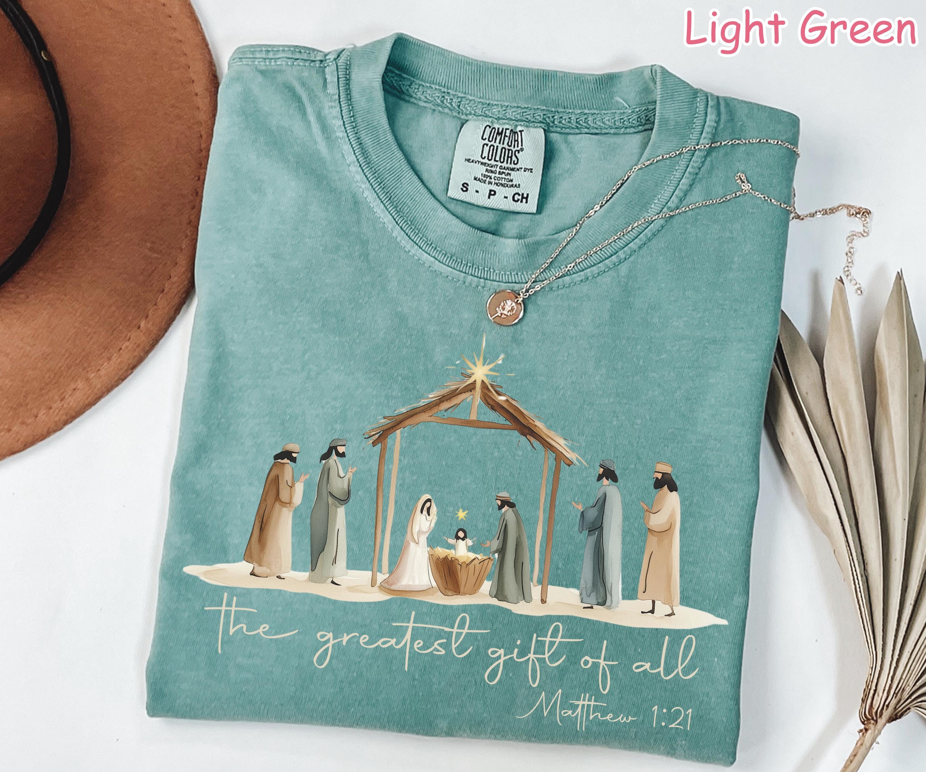 Comfort Colors® The Greatest Gift of All Shirt, Christian Christmas Shirt, Nativity Shirt, Religious Christmas Gift, Faith Based Holiday Tee