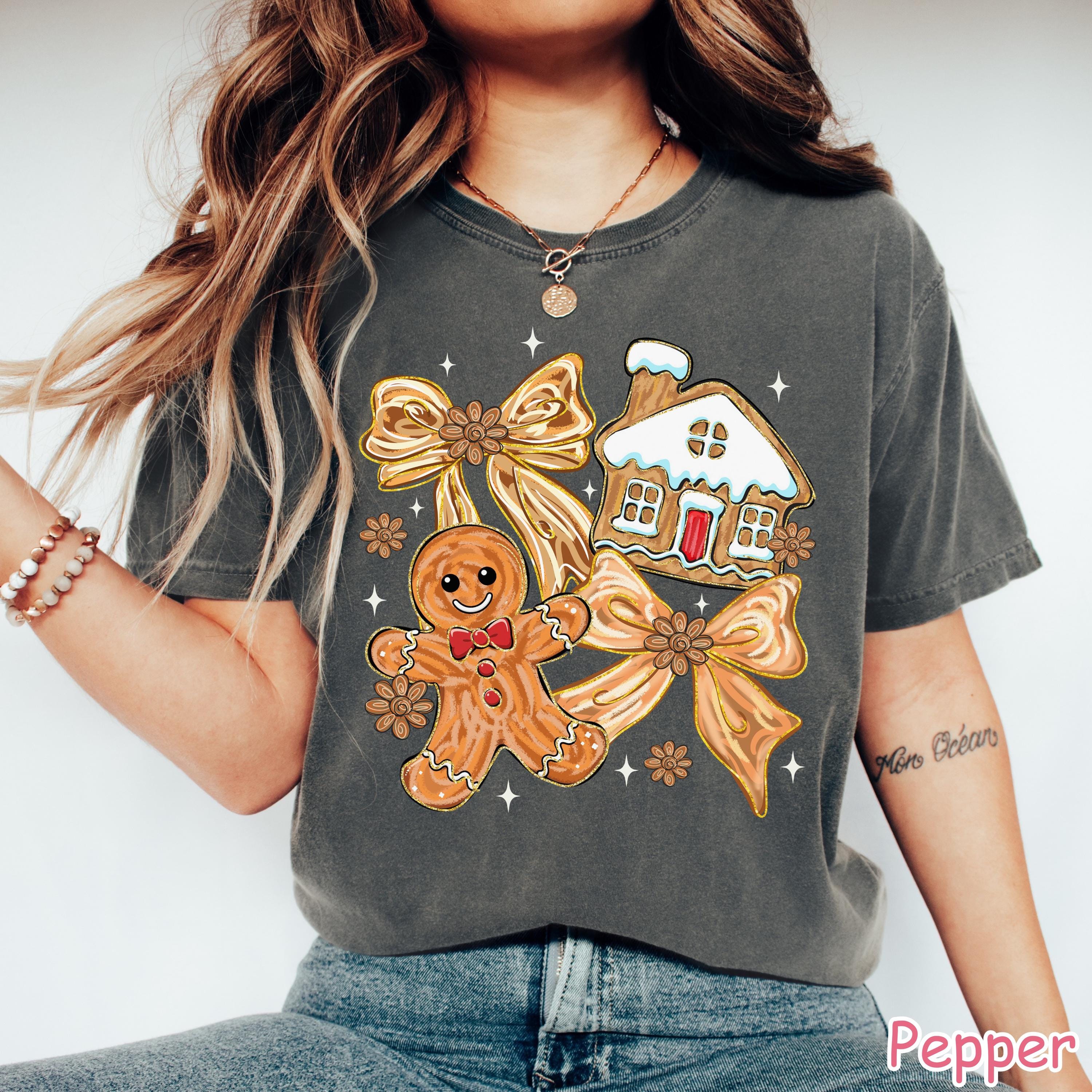 Comfort Colors® Gingerbread Shirt, Christmas Cookie Shirt, Women's Holiday Shirt Coquette Christmas Merry Christmas Tis The Season Xmas Gift