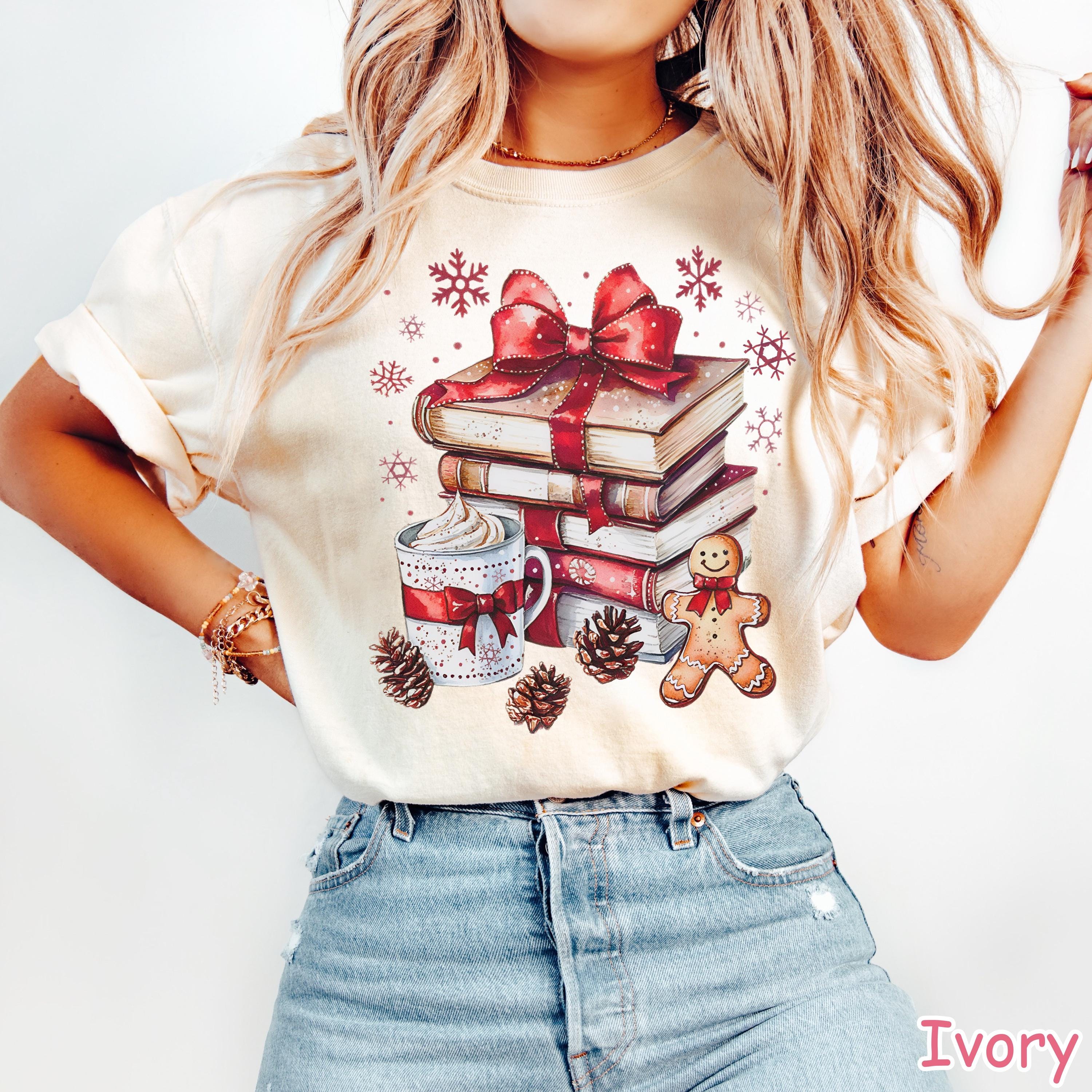 Comfort Colors® Christmas Books Shirt, Cozy Holiday Reading Shirt, Gingerbread Coffee Shirt, Bookish Christmas Shirt, Xmas Book Lover Gift