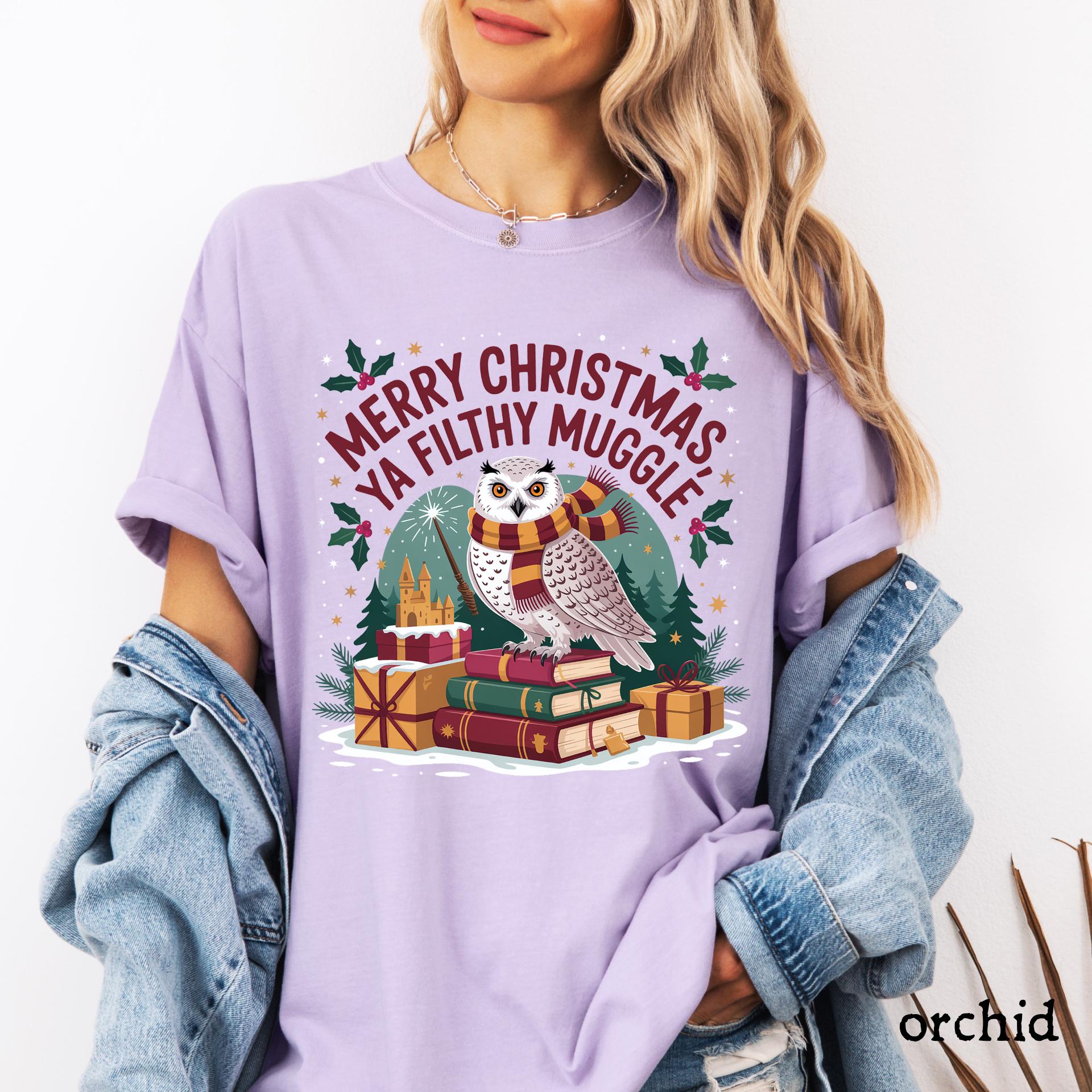 Comfort Colors© Funny Filthy Muggle Christmas Shirt, Sarcastic Holiday Tee, Snarky Christmas Humor Shirt