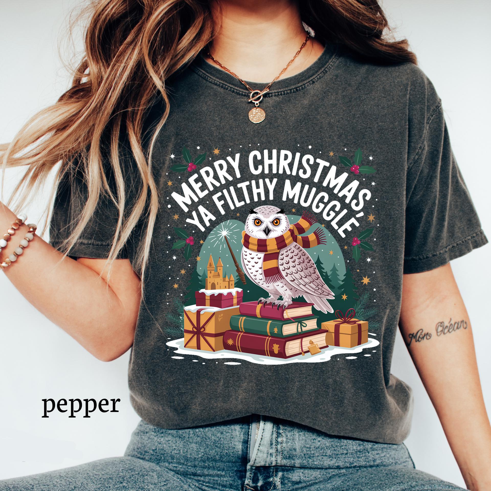 Comfort Colors© Funny Filthy Muggle Christmas Shirt, Sarcastic Holiday Tee, Snarky Christmas Humor Shirt