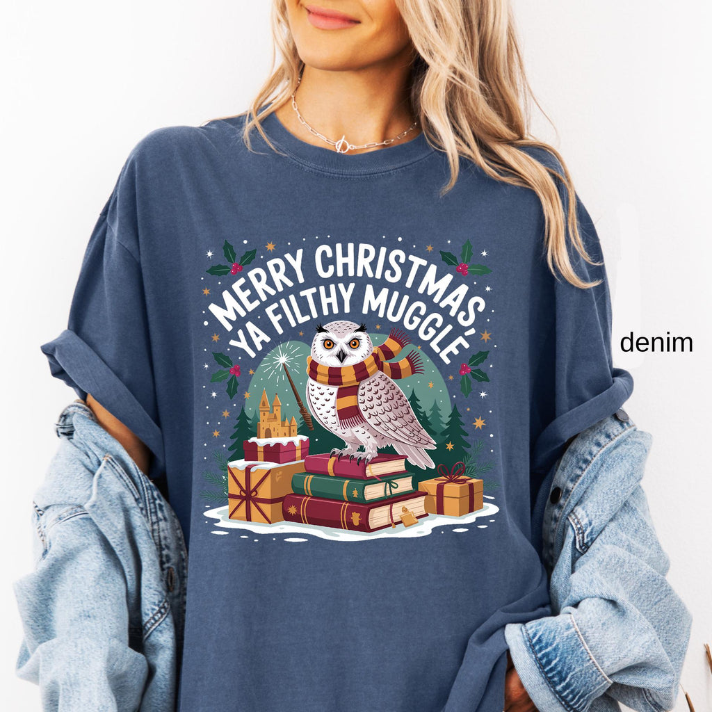 Comfort Colors© Funny Filthy Muggle Christmas Shirt, Sarcastic Holiday Tee, Snarky Christmas Humor Shirt