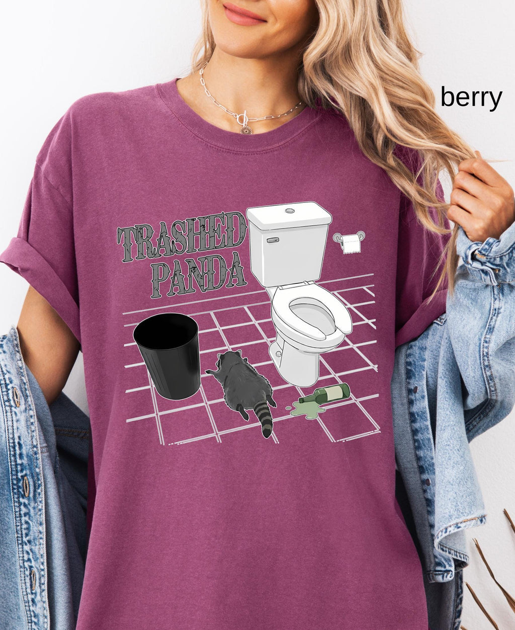 Comfort Colors© Trashed Panda Funny Drunk Raccoon T-Shirt: Trash Panda Humor Gift, Party Animal Joke Tee