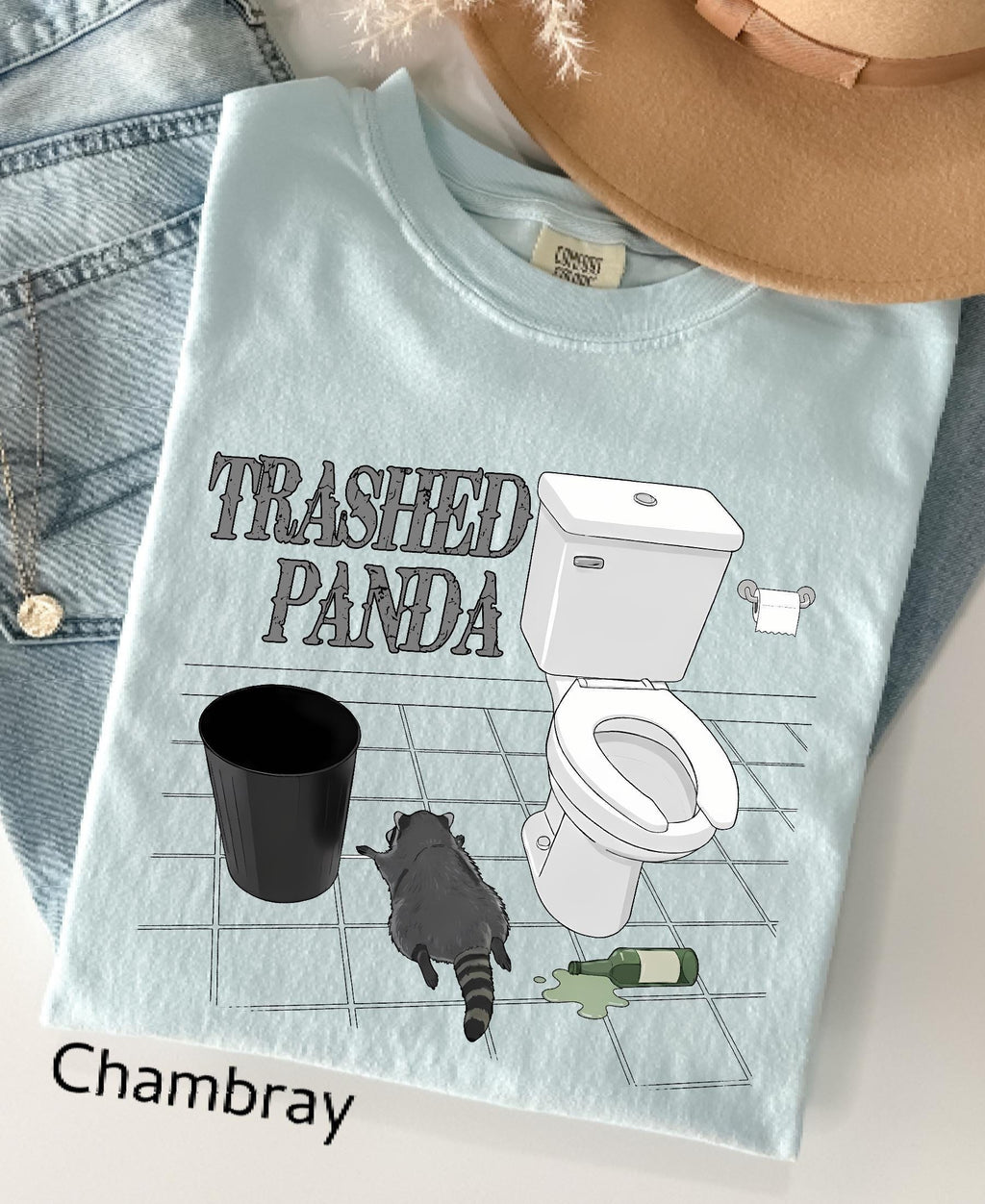 Comfort Colors© Trashed Panda Funny Drunk Raccoon T-Shirt: Trash Panda Humor Gift, Party Animal Joke Tee