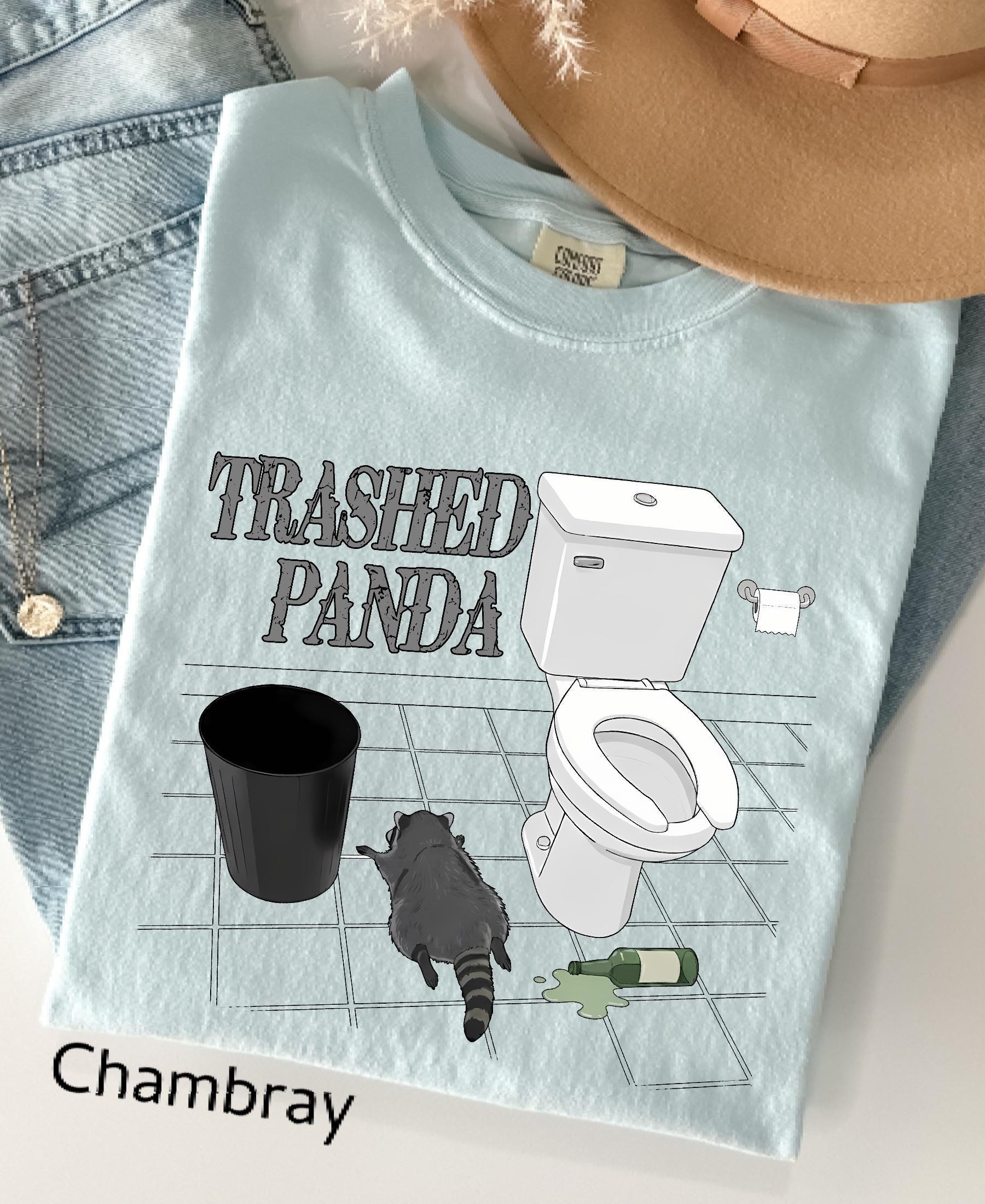 Comfort Colors© Trashed Panda Funny Drunk Raccoon T-Shirt: Trash Panda Humor Gift, Party Animal Joke Tee