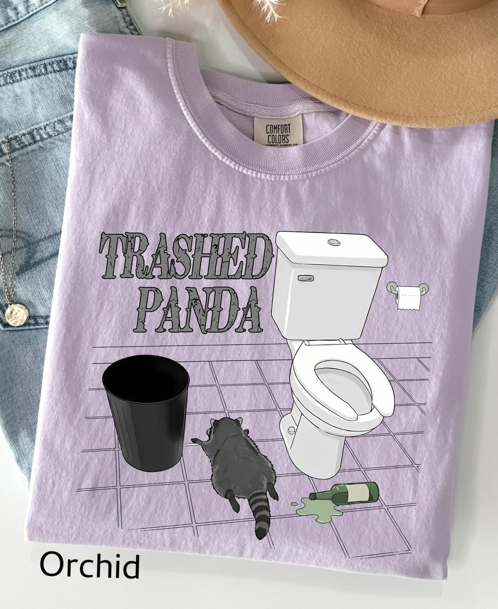 Comfort Colors© Trashed Panda Funny Drunk Raccoon T-Shirt: Trash Panda Humor Gift, Party Animal Joke Tee