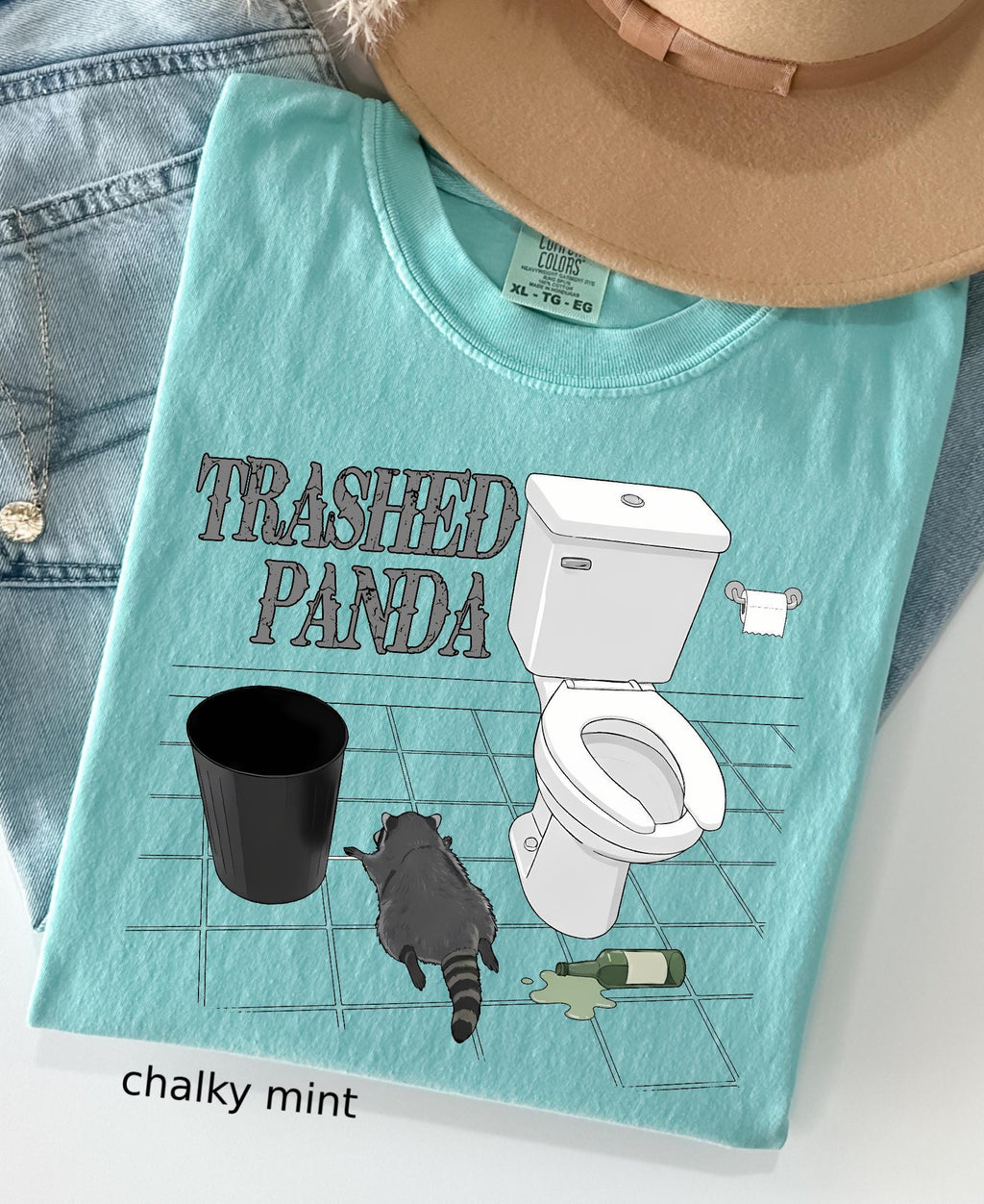 Comfort Colors© Trashed Panda Funny Drunk Raccoon T-Shirt: Trash Panda Humor Gift, Party Animal Joke Tee