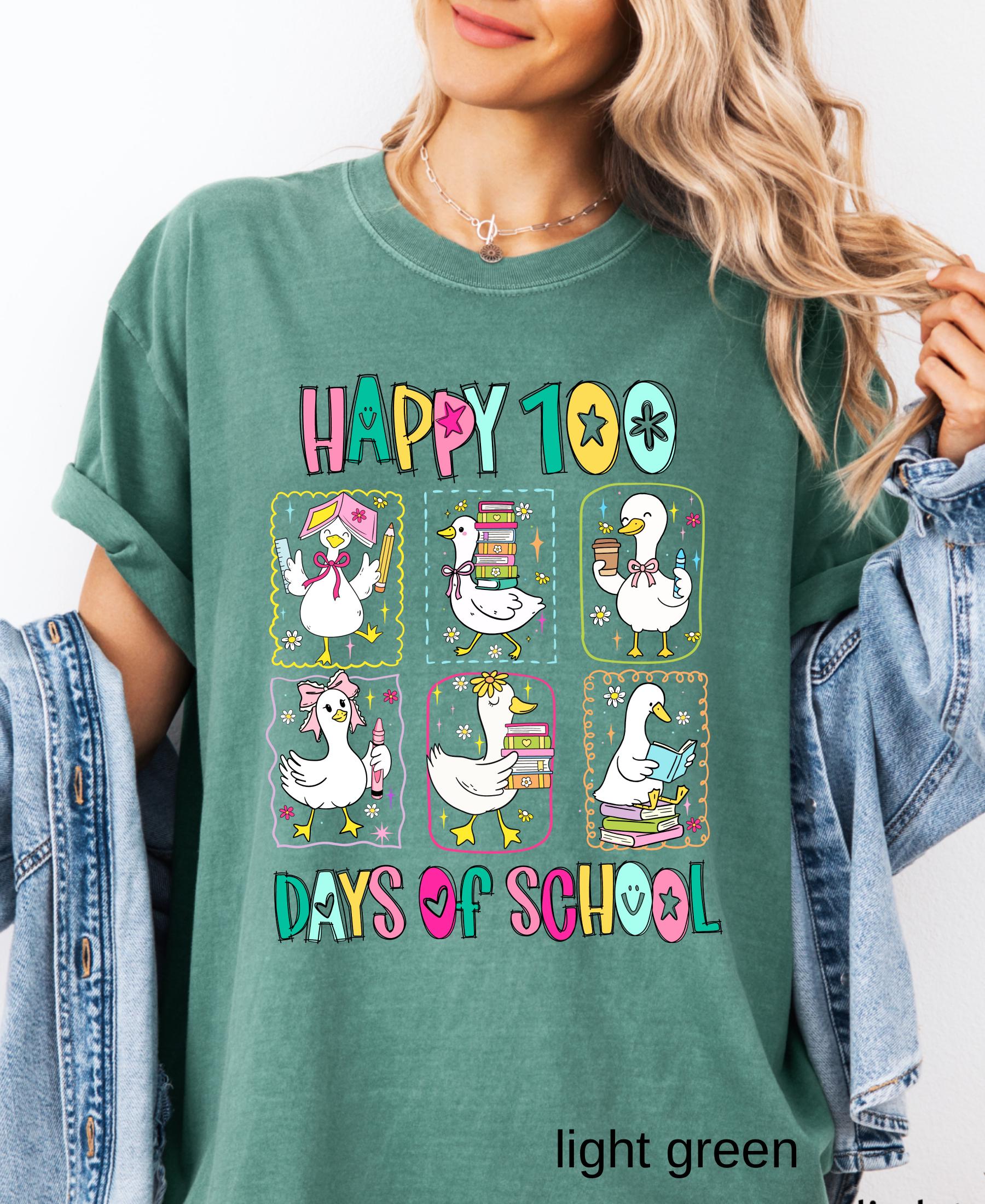 Comfort Colors© 100 Days of School Goose Teacher Shirt: Funny Classroom Teacher 100th Day Celebration Tee