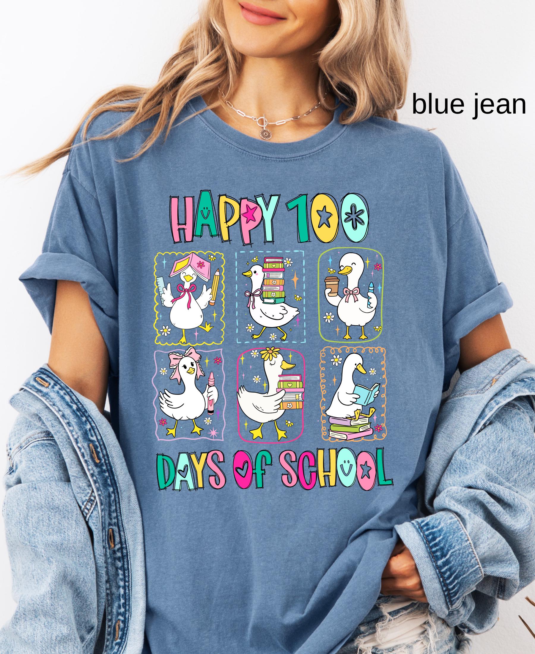 Comfort Colors© 100 Days of School Goose Teacher Shirt: Funny Classroom Teacher 100th Day Celebration Tee