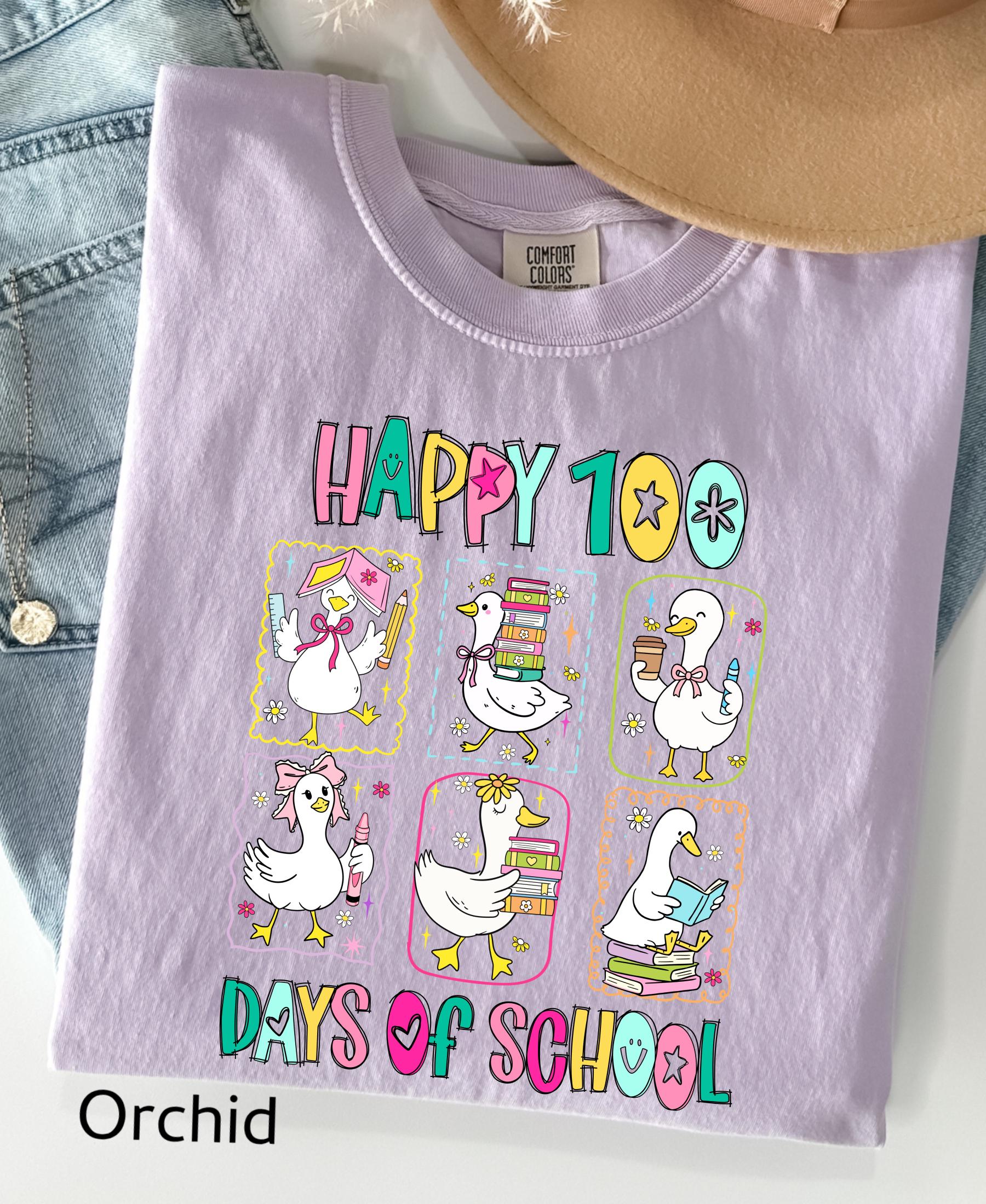 Comfort Colors© 100 Days of School Goose Teacher Shirt: Funny Classroom Teacher 100th Day Celebration Tee