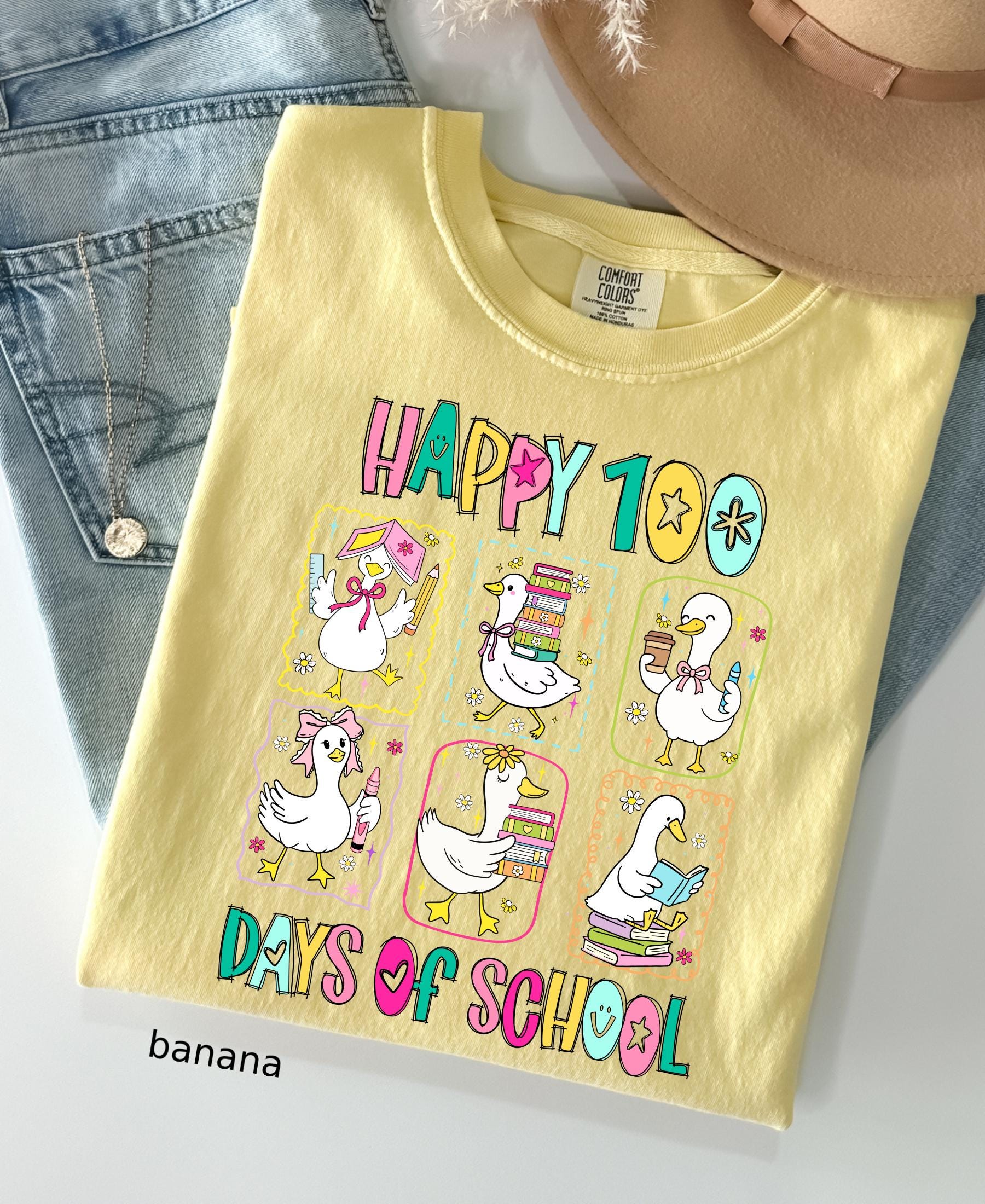 Comfort Colors© 100 Days of School Goose Teacher Shirt: Funny Classroom Teacher 100th Day Celebration Tee