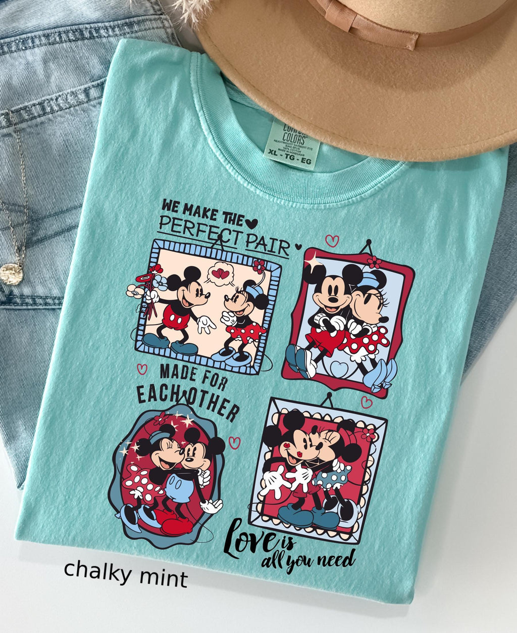 Comfort Colors© Retro Valentine's Day Match Mickey Minnie Shirt: Trend Love Preppy Valentines T-Shirt