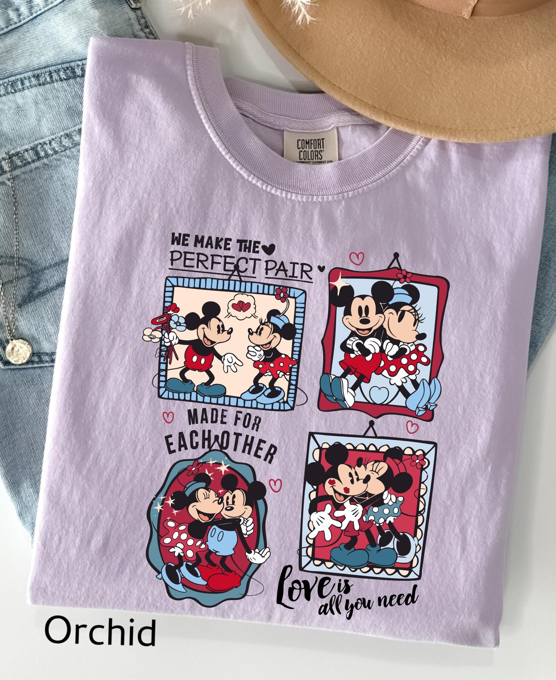 Comfort Colors© Retro Valentine's Day Match Mickey Minnie Shirt: Trend Love Preppy Valentines T-Shirt