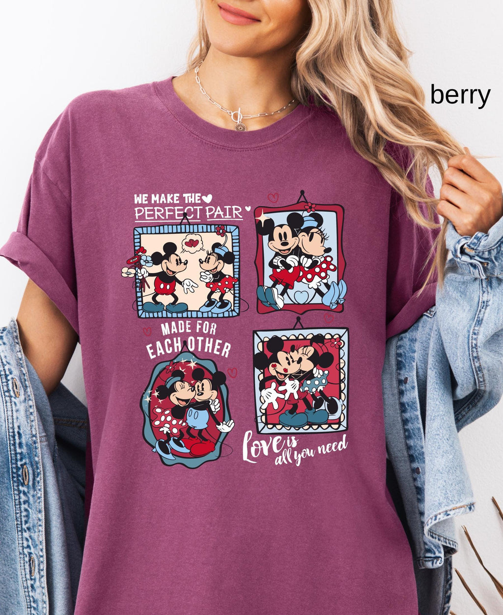 Comfort Colors© Retro Valentine's Day Match Mickey Minnie Shirt: Trend Love Preppy Valentines T-Shirt