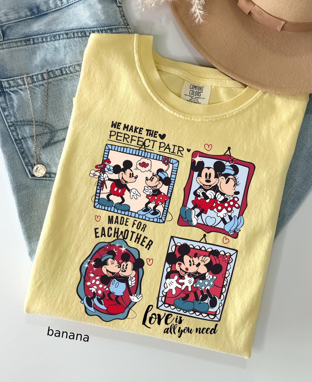 Comfort Colors© Retro Valentine's Day Match Mickey Minnie Shirt: Trend Love Preppy Valentines T-Shirt