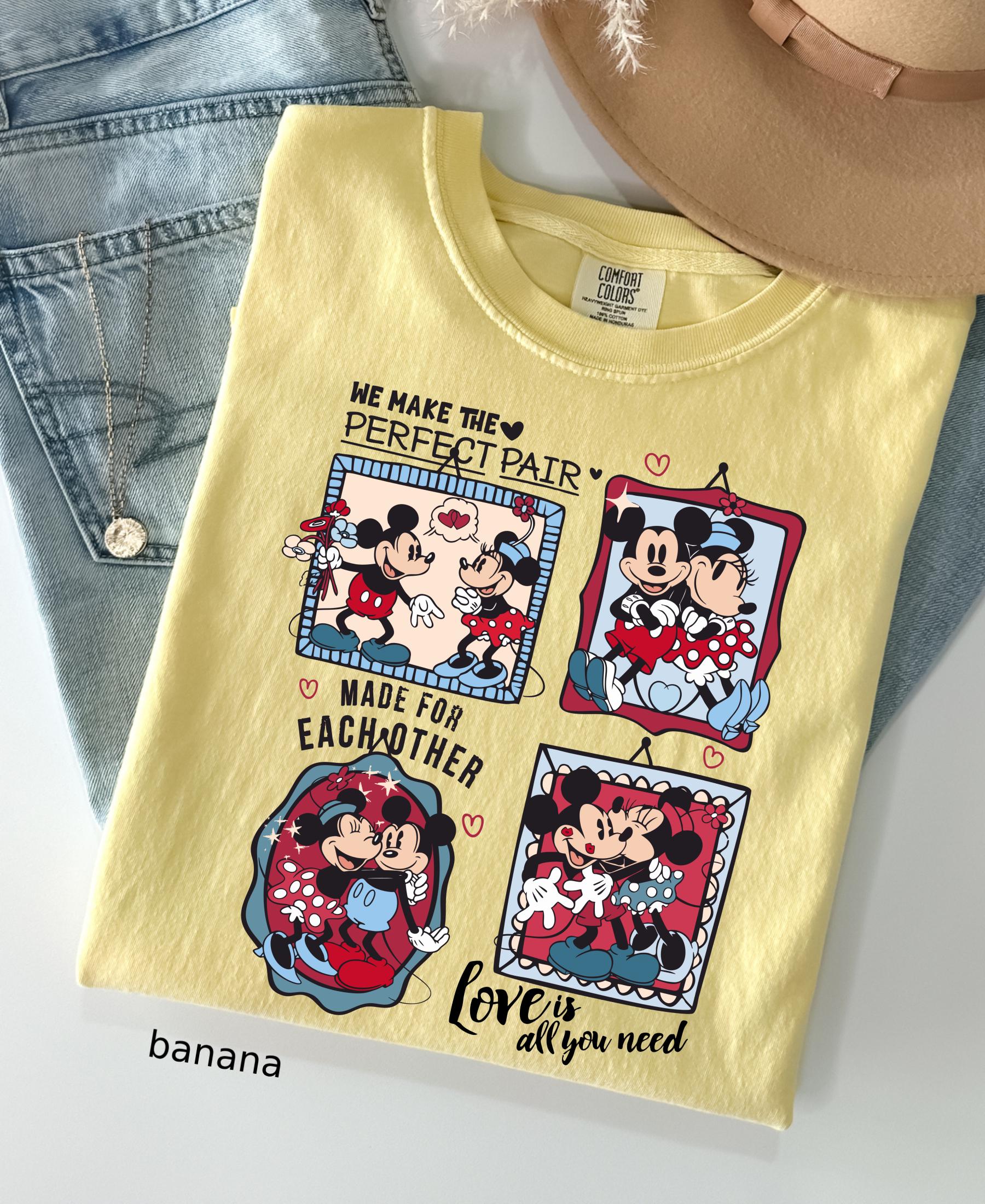 Comfort Colors© Retro Valentine's Day Match Mickey Minnie Shirt: Trend Love Preppy Valentines T-Shirt