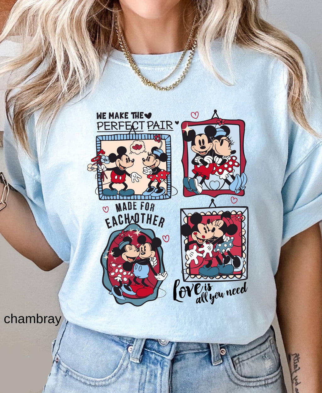 Comfort Colors© Retro Valentine's Day Match Mickey Minnie Shirt: Trend Love Preppy Valentines T-Shirt