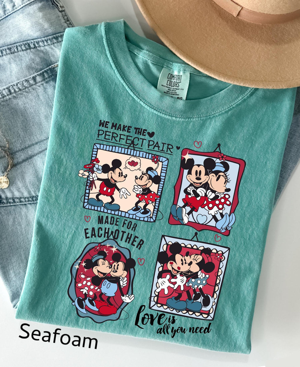 Comfort Colors© Retro Valentine's Day Match Mickey Minnie Shirt: Trend Love Preppy Valentines T-Shirt
