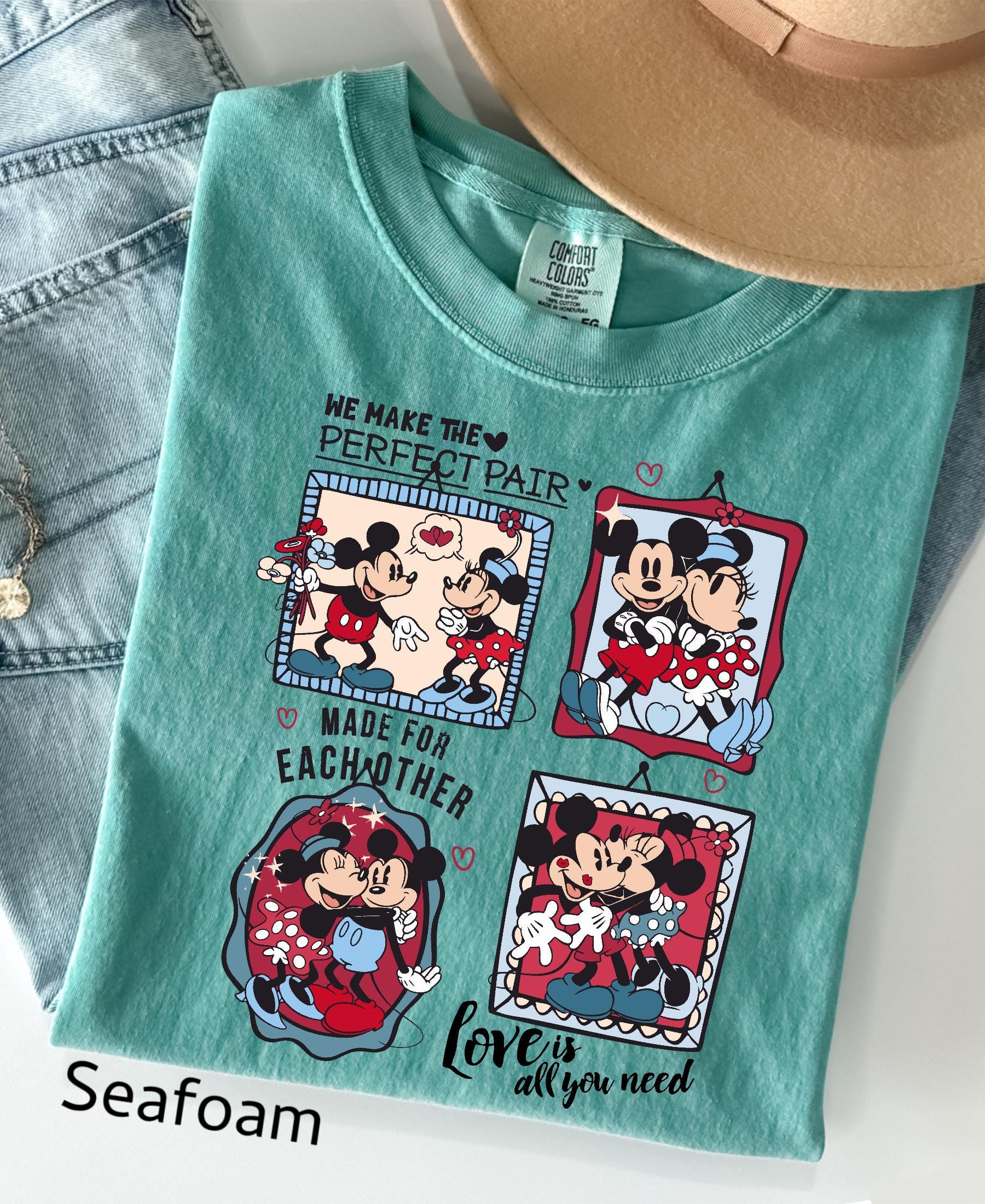 Comfort Colors© Retro Valentine's Day Match Mickey Minnie Shirt: Trend Love Preppy Valentines T-Shirt