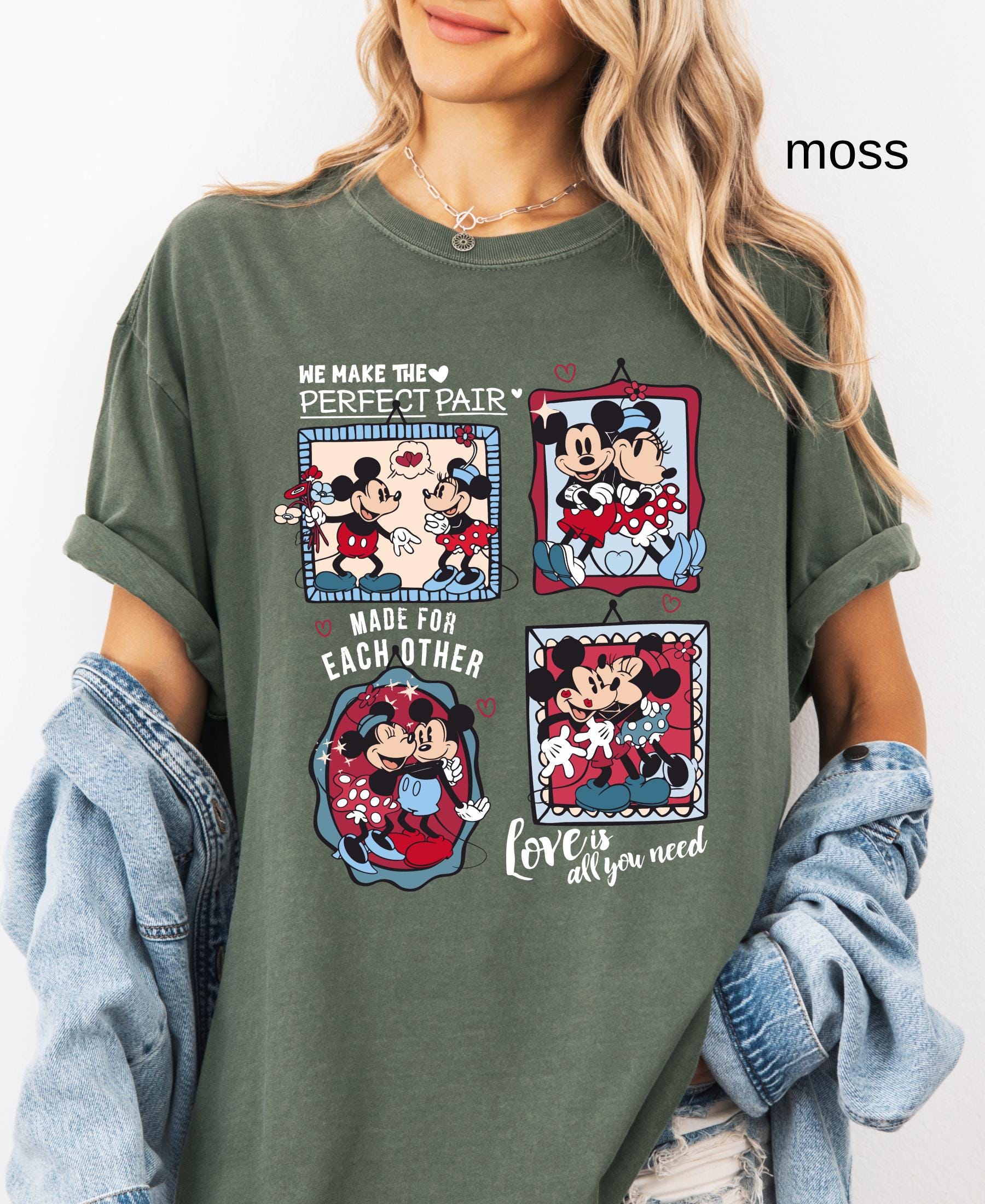 Comfort Colors© Retro Valentine's Day Match Mickey Minnie Shirt: Trend Love Preppy Valentines T-Shirt