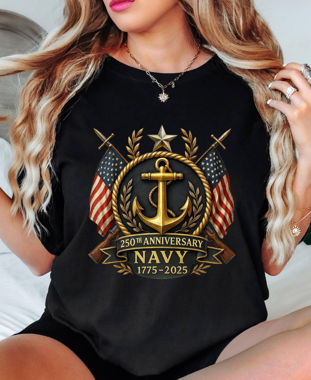 Comfort Colors© US Navy 250th Anniversary Shirt: Military Graduation Tee Patriotic Veteran Day Gift