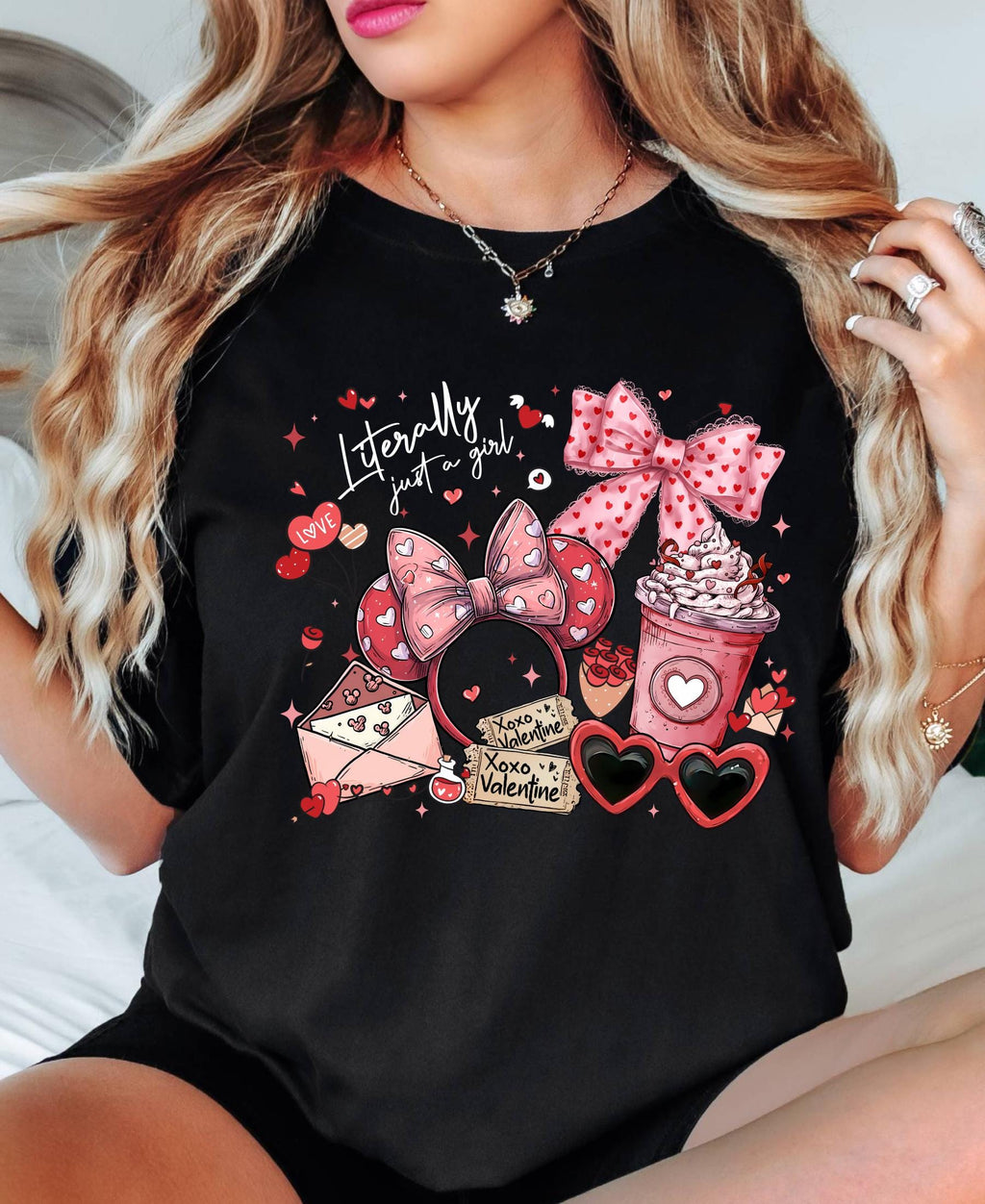 Comfort Colors© Valentine's Day Literally Just A Girl Shirt: Disney Coquette Love Girly Trip Tee