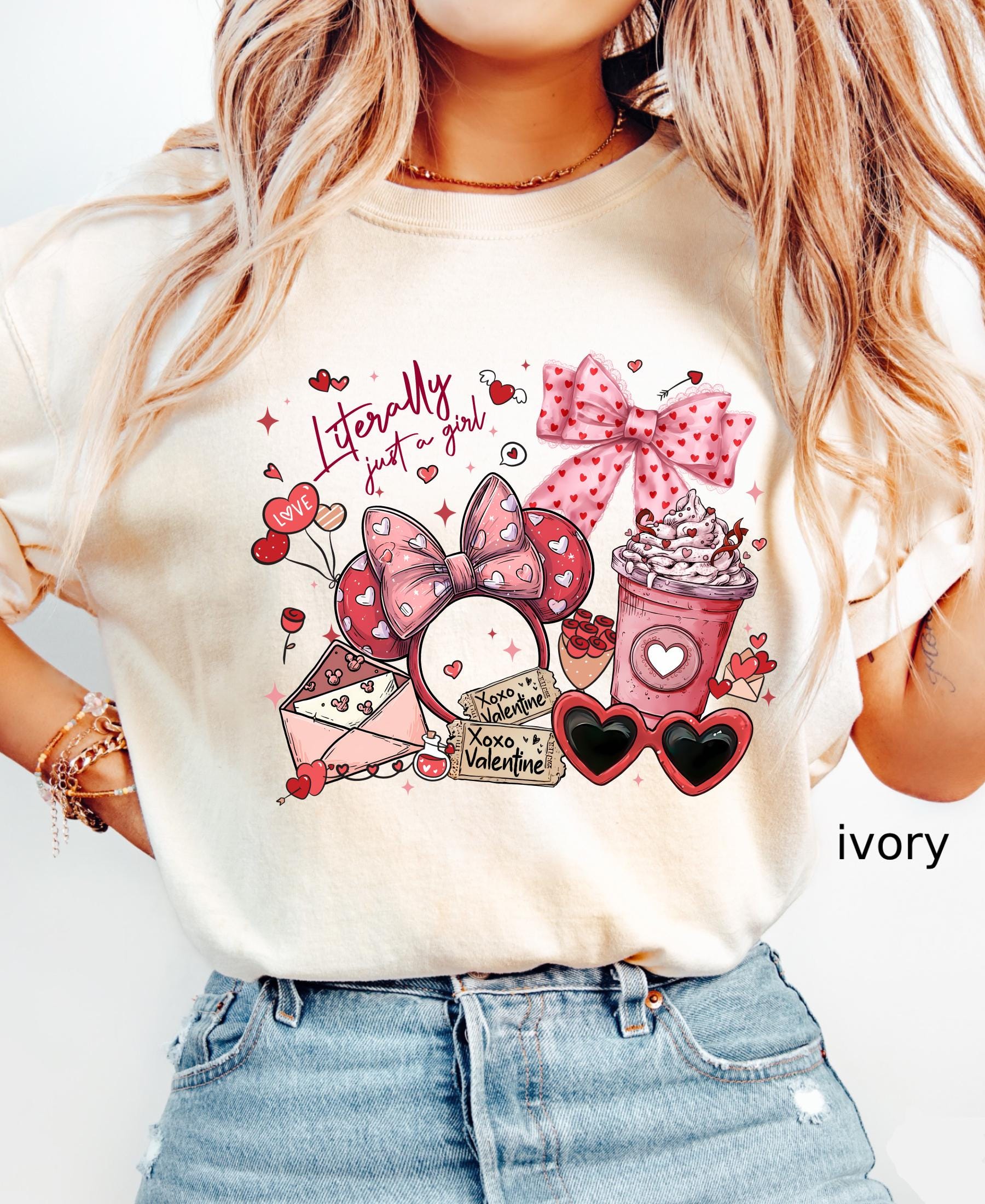 Comfort Colors© Valentine's Day Literally Just A Girl Shirt: Disney Coquette Love Girly Trip Tee