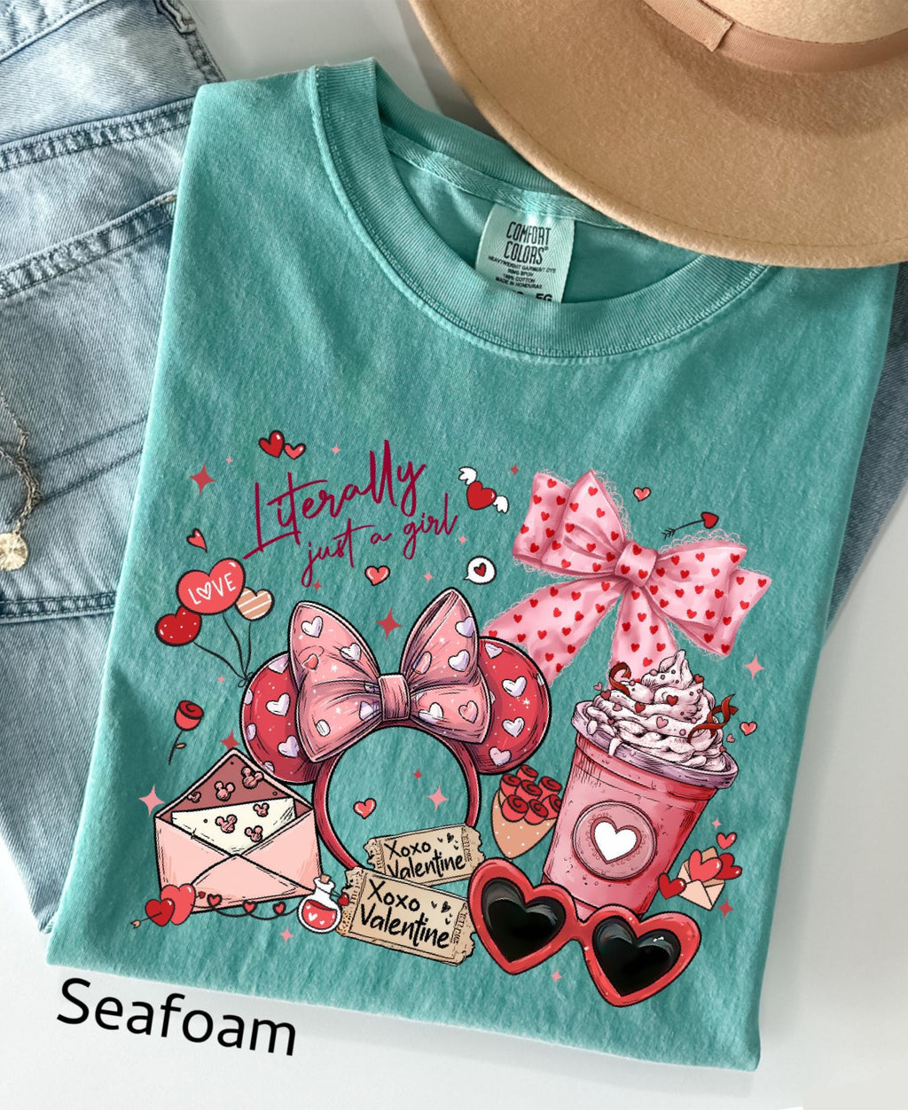 Comfort Colors© Valentine's Day Literally Just A Girl Shirt: Disney Coquette Love Girly Trip Tee