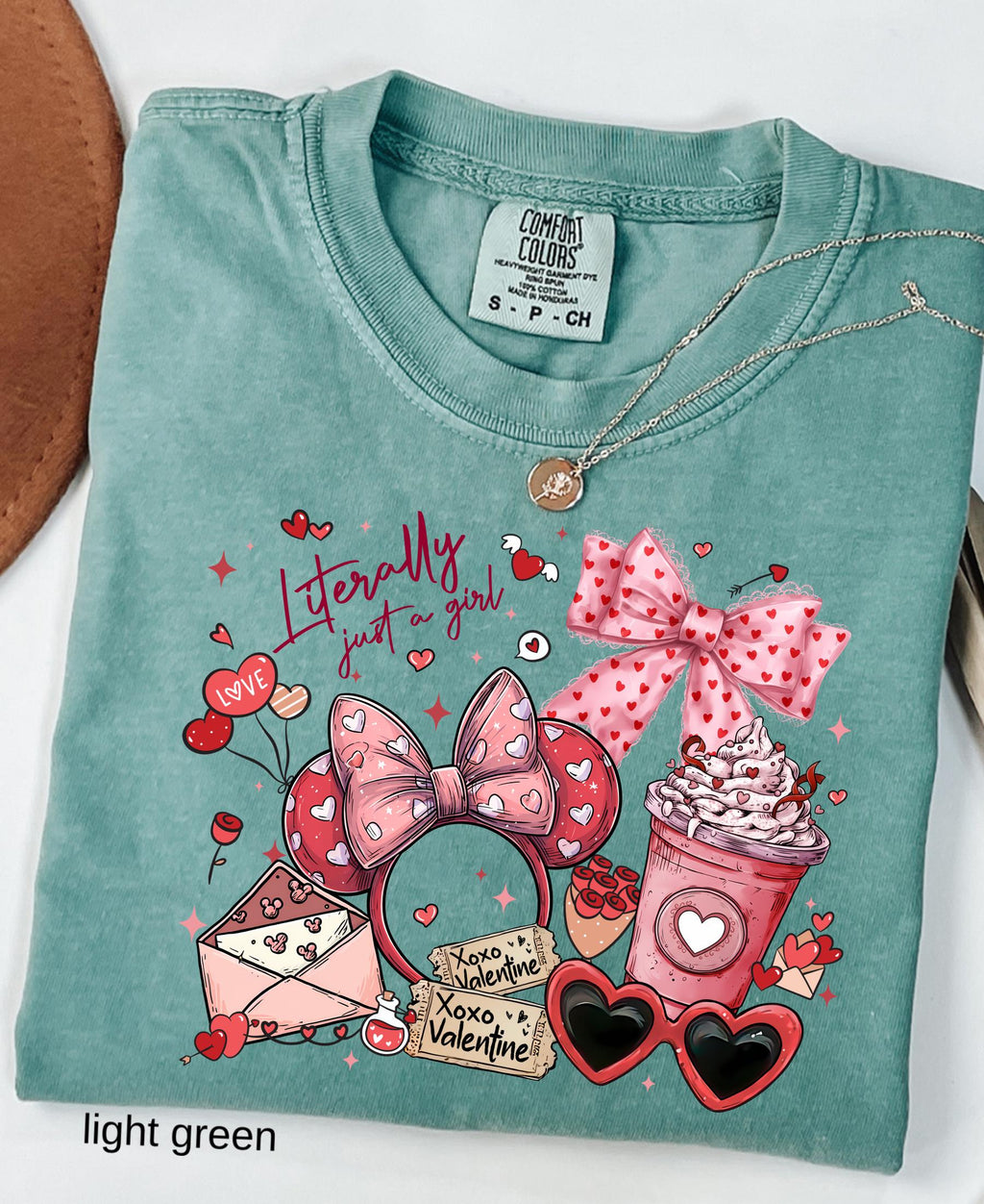 Comfort Colors© Valentine's Day Literally Just A Girl Shirt: Disney Coquette Love Girly Trip Tee