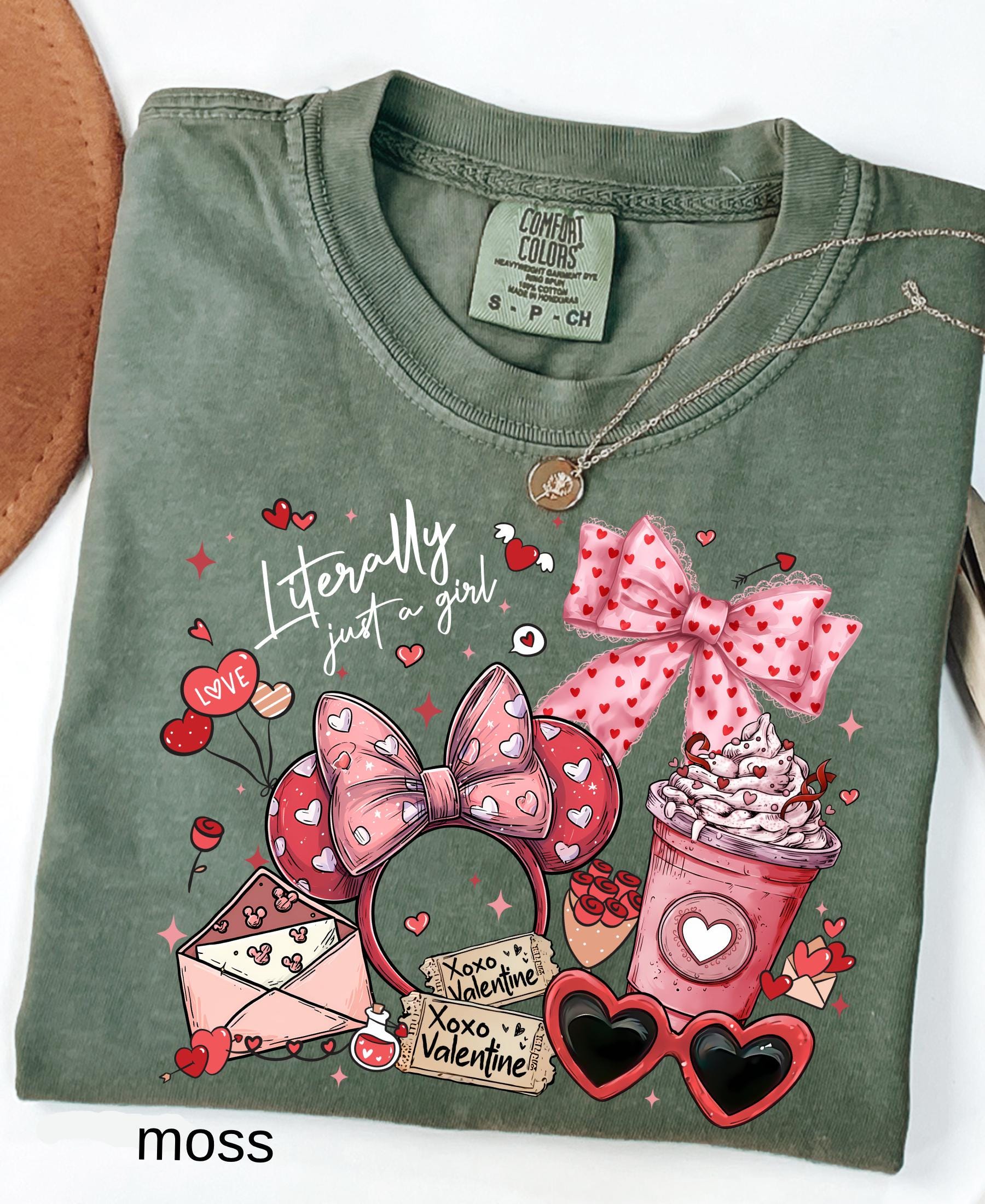 Comfort Colors© Valentine's Day Literally Just A Girl Shirt: Disney Coquette Love Girly Trip Tee