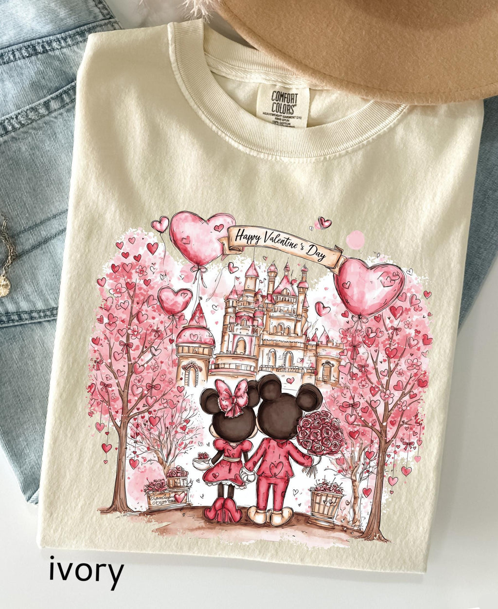 Comfort Colors© Disney Mickey & Minnie Valentine Shirt: Retro Couple WDW Valentine's Day 2026 Gift