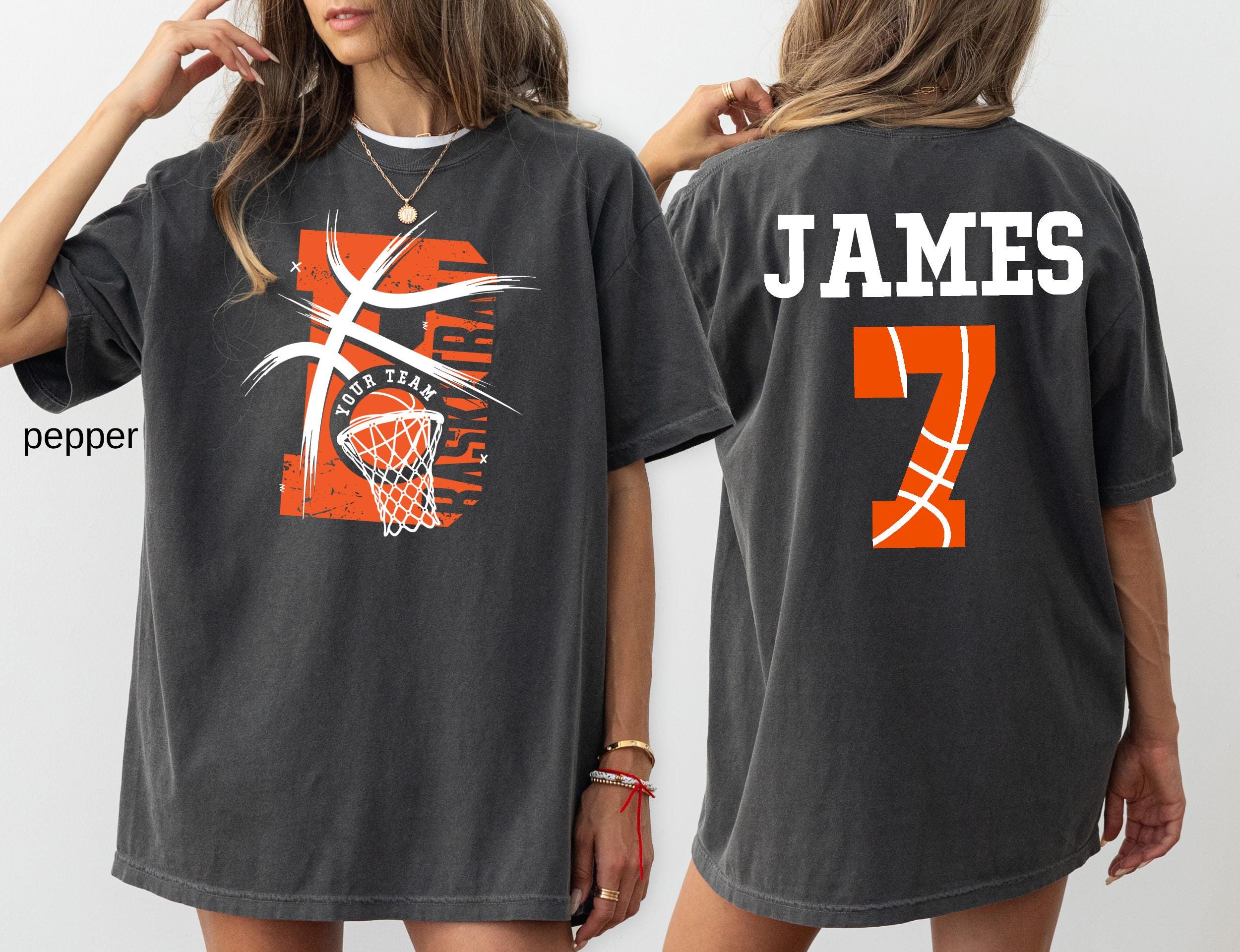 Comfort Colors© Personalized Basketball Team Shirt: Custom Name & Number Tee Game Day Mom Gift