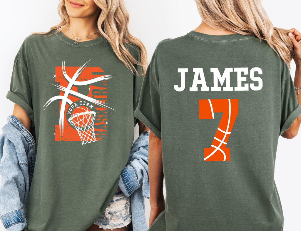 Comfort Colors© Personalized Basketball Team Shirt: Custom Name & Number Tee Game Day Mom Gift