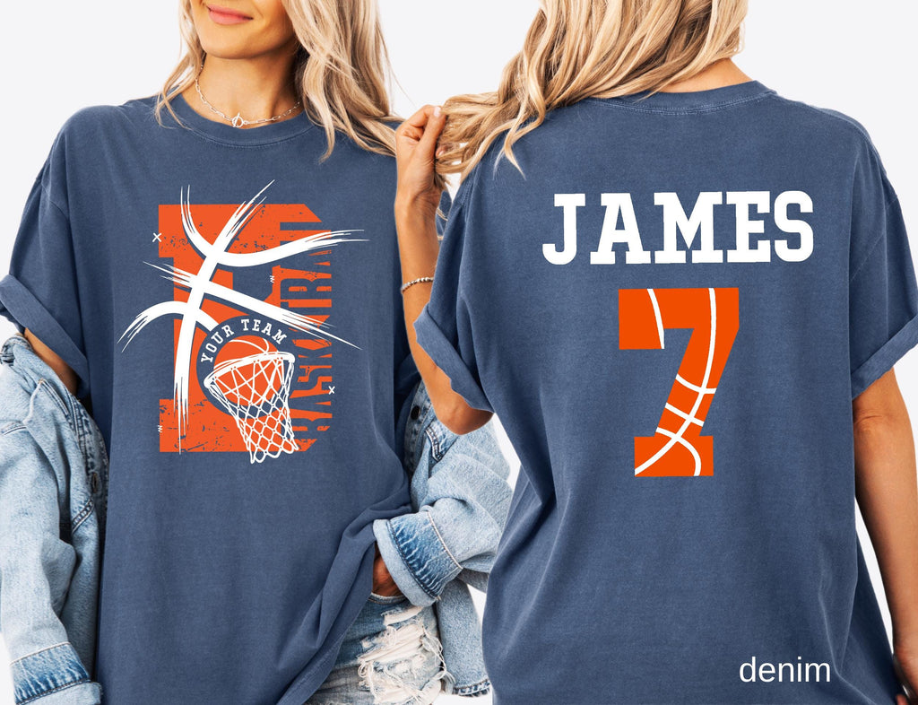Comfort Colors© Personalized Basketball Team Shirt: Custom Name & Number Tee Game Day Mom Gift