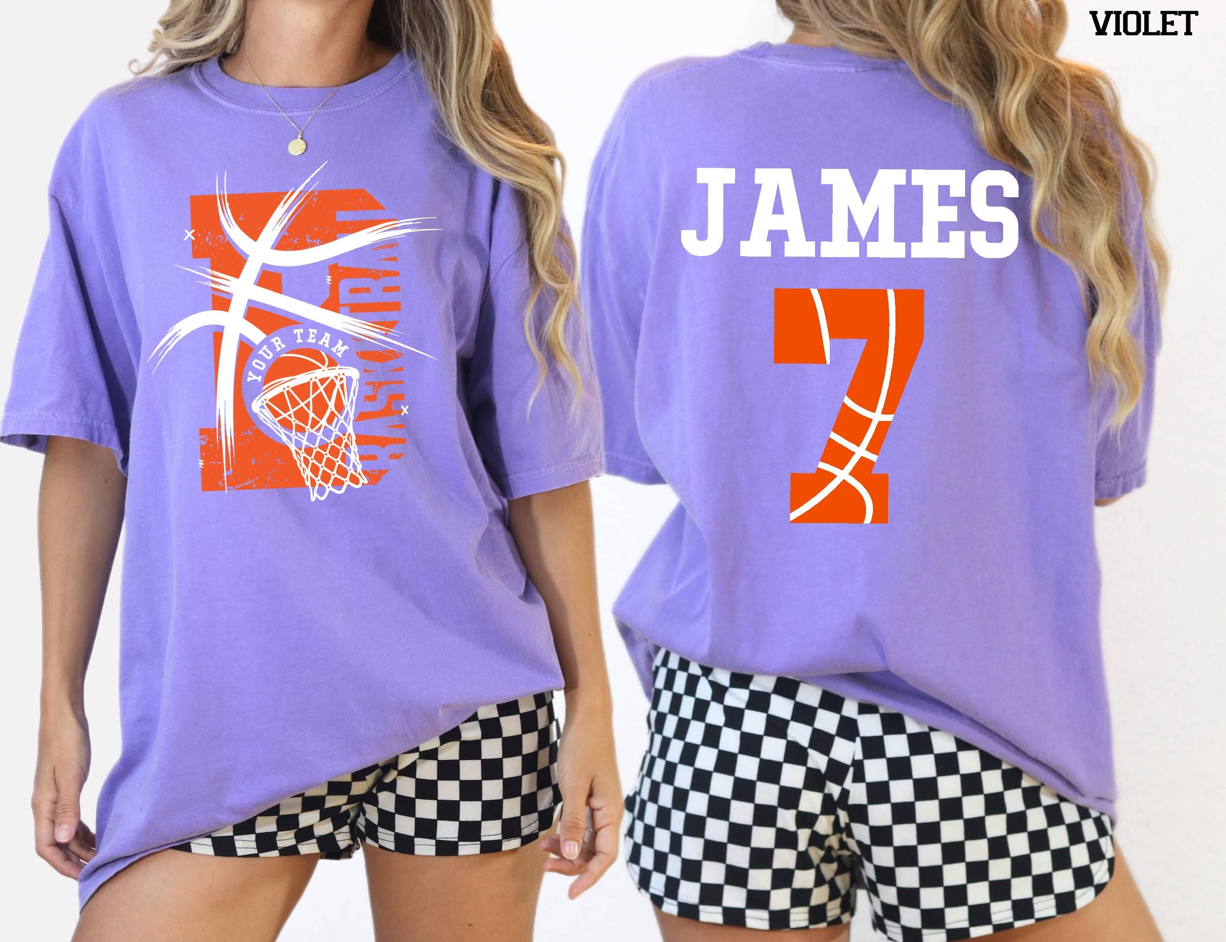 Comfort Colors© Personalized Basketball Team Shirt: Custom Name & Number Tee Game Day Mom Gift