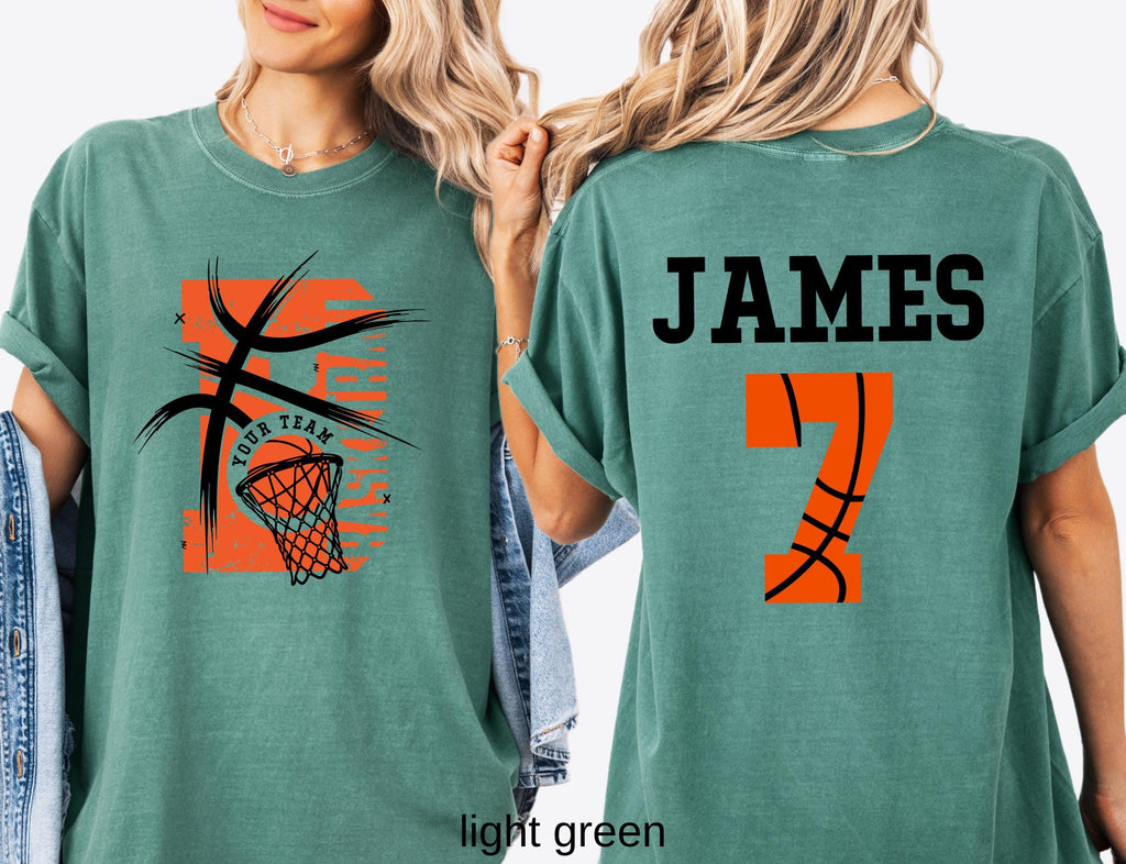 Comfort Colors© Personalized Basketball Team Shirt: Custom Name & Number Tee Game Day Mom Gift