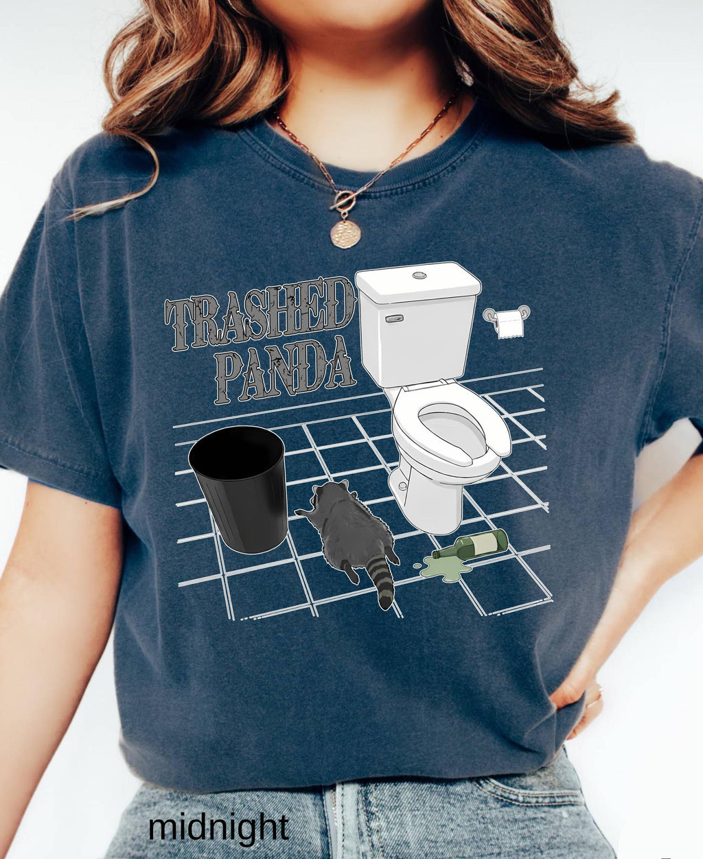Comfort Colors© Trashed Panda Funny Drunk Raccoon T-Shirt: Trash Panda Humor Gift, Party Animal Joke Tee