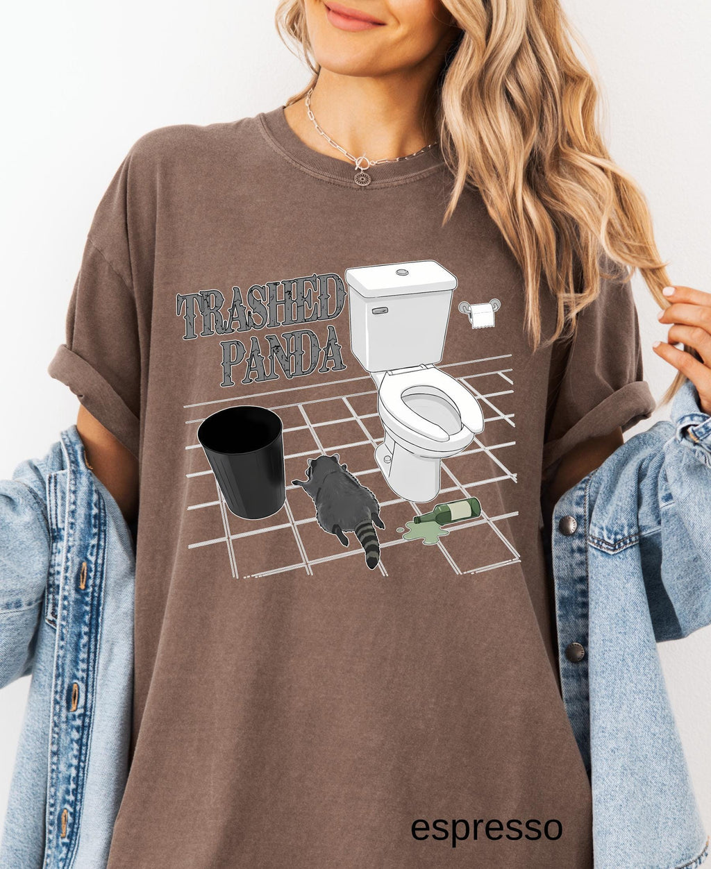 Comfort Colors© Trashed Panda Funny Drunk Raccoon T-Shirt: Trash Panda Humor Gift, Party Animal Joke Tee