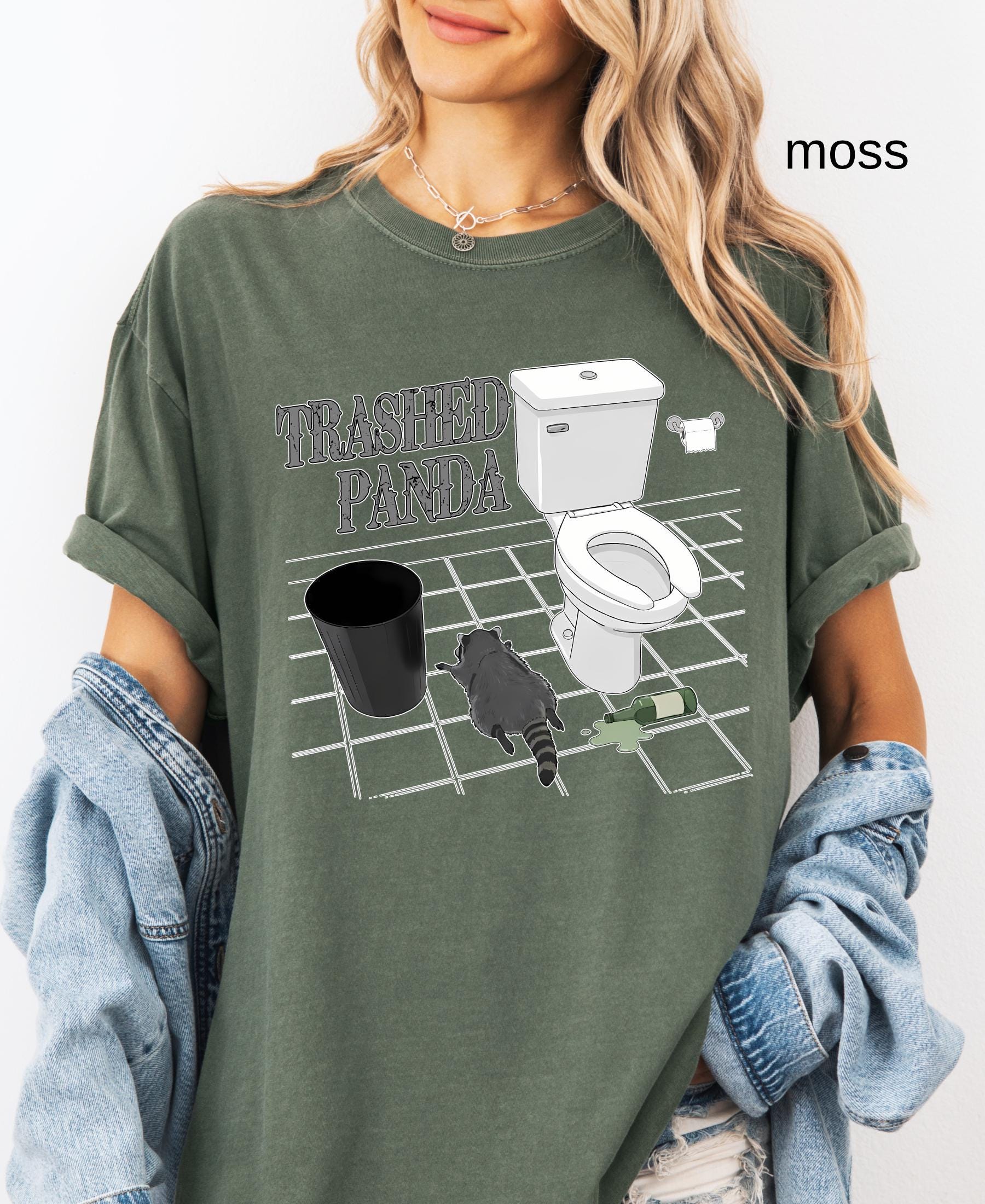 Comfort Colors© Trashed Panda Funny Drunk Raccoon T-Shirt: Trash Panda Humor Gift, Party Animal Joke Tee