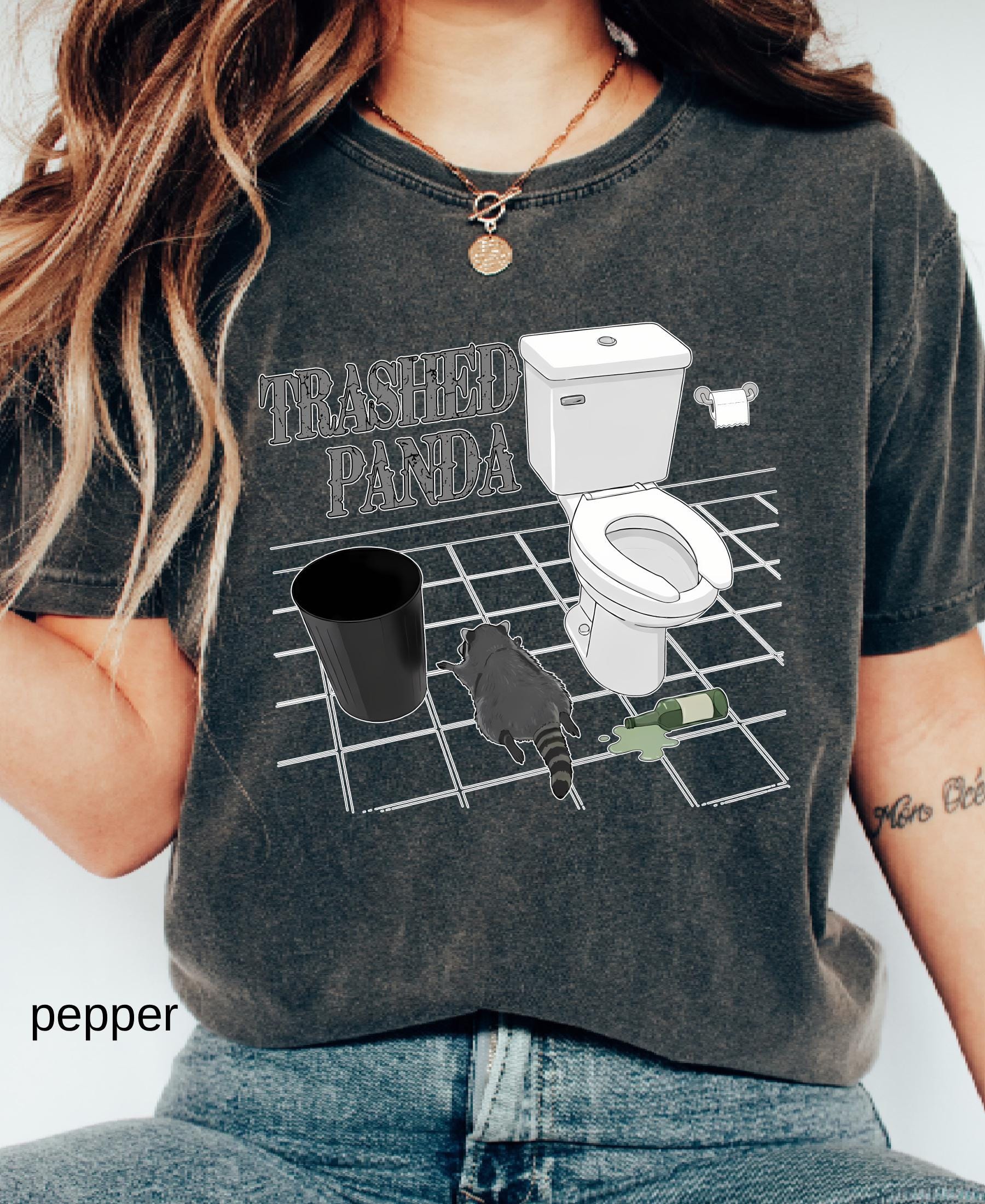 Comfort Colors© Trashed Panda Funny Drunk Raccoon T-Shirt: Trash Panda Humor Gift, Party Animal Joke Tee