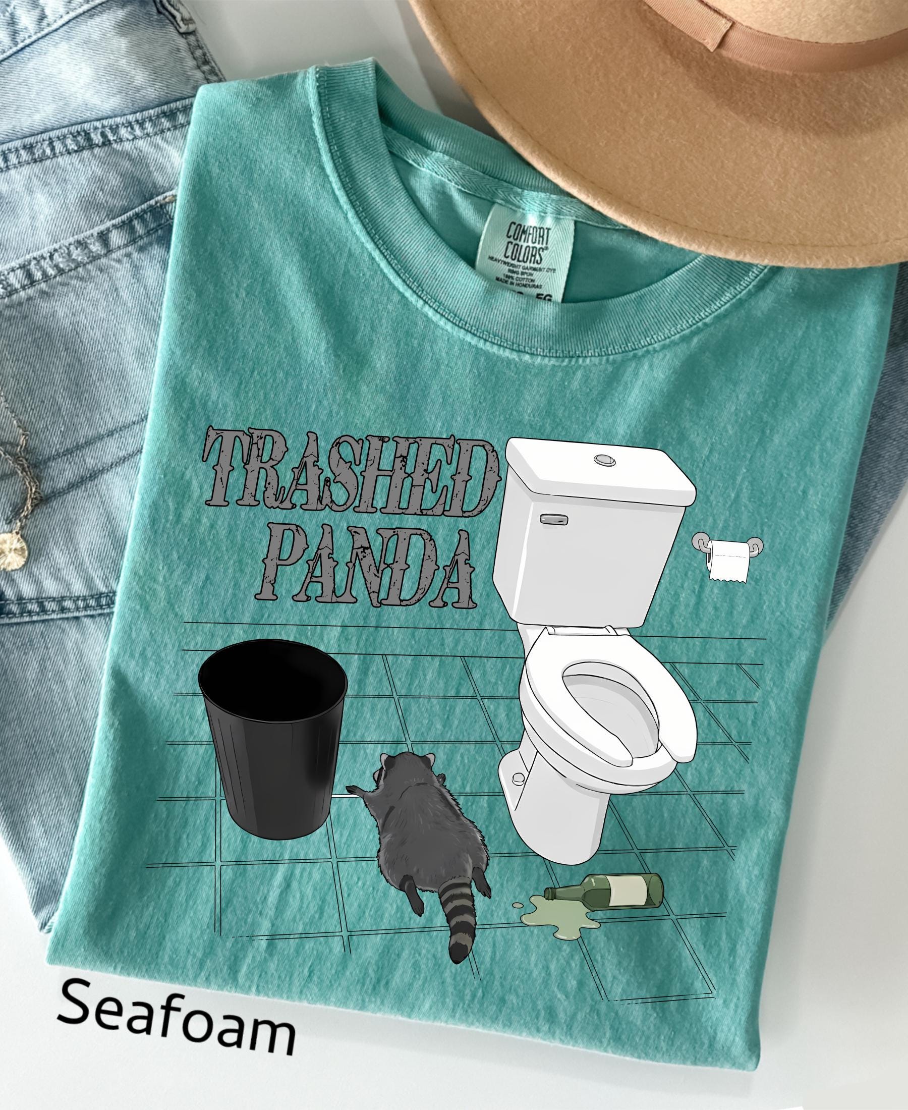 Comfort Colors© Trashed Panda Funny Drunk Raccoon T-Shirt: Trash Panda Humor Gift, Party Animal Joke Tee
