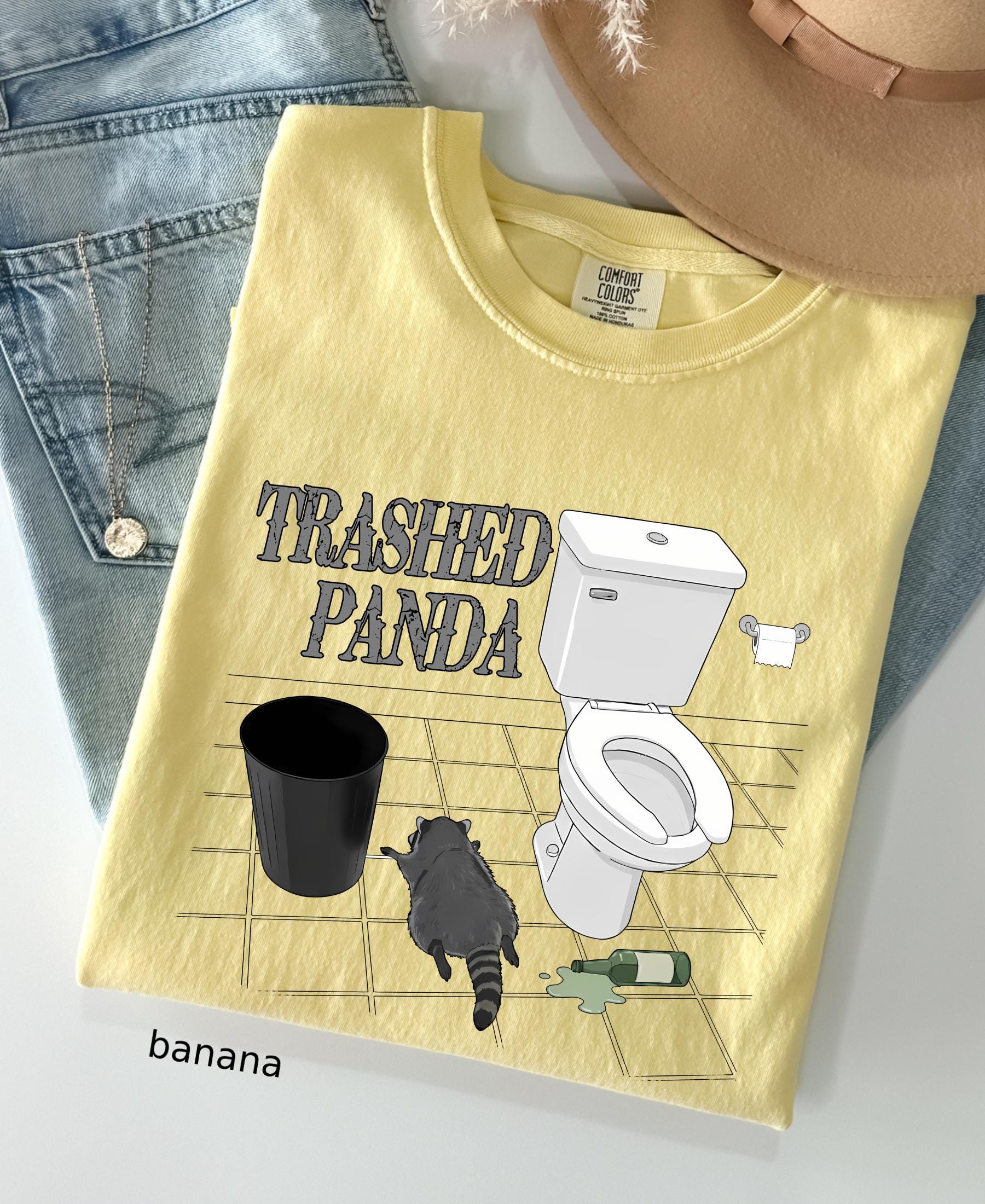 Comfort Colors© Trashed Panda Funny Drunk Raccoon T-Shirt: Trash Panda Humor Gift, Party Animal Joke Tee