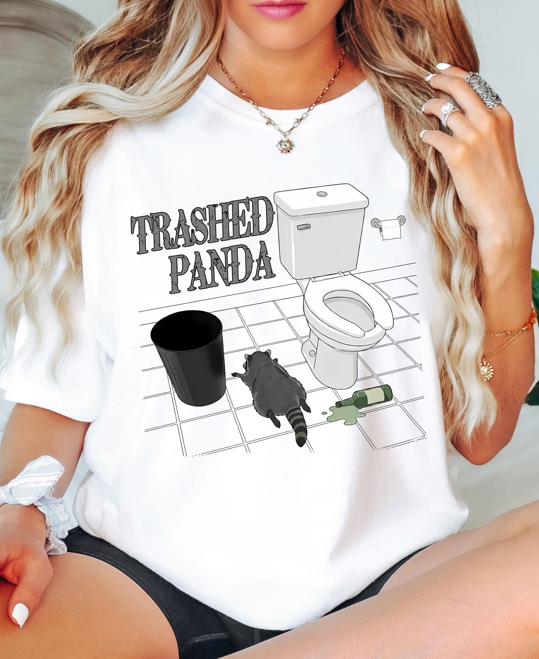 Comfort Colors© Trashed Panda Funny Drunk Raccoon T-Shirt: Trash Panda Humor Gift, Party Animal Joke Tee
