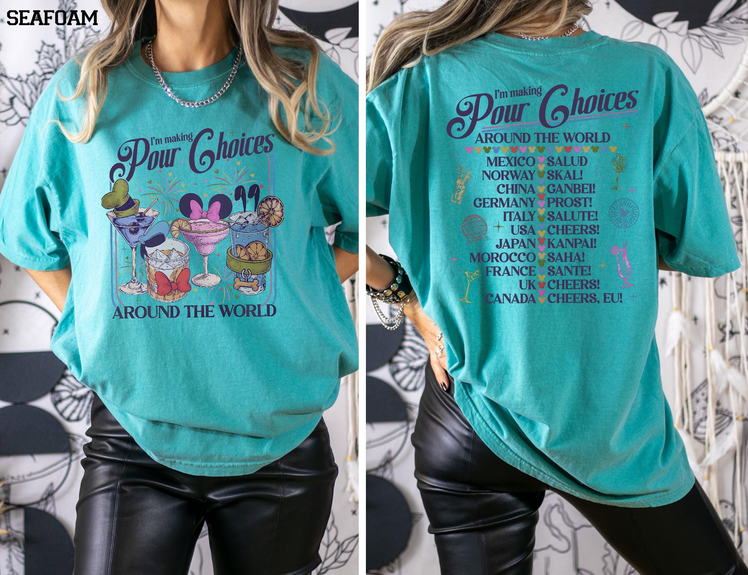 Retro I'm Making Pour Choices Around The World Comfort Colors Shirt: Disney Epcot Drinking Tee Family Vacation Epcot World Tour Gift