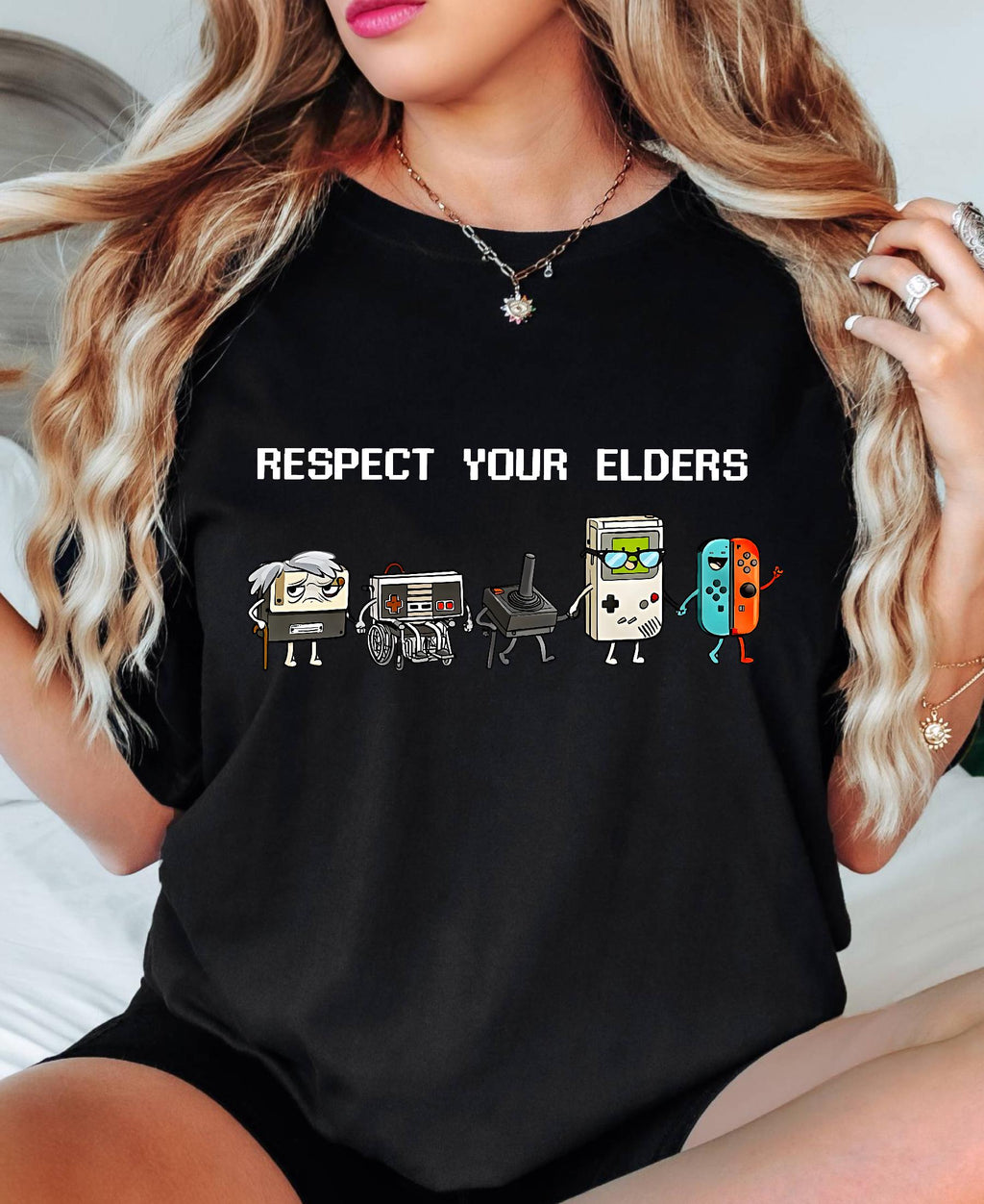 Comfort Colors© Respect Your Elders Gaming Shirt, Vintage Funny Old Gamer Tee, Retro Video Game T-Shirt