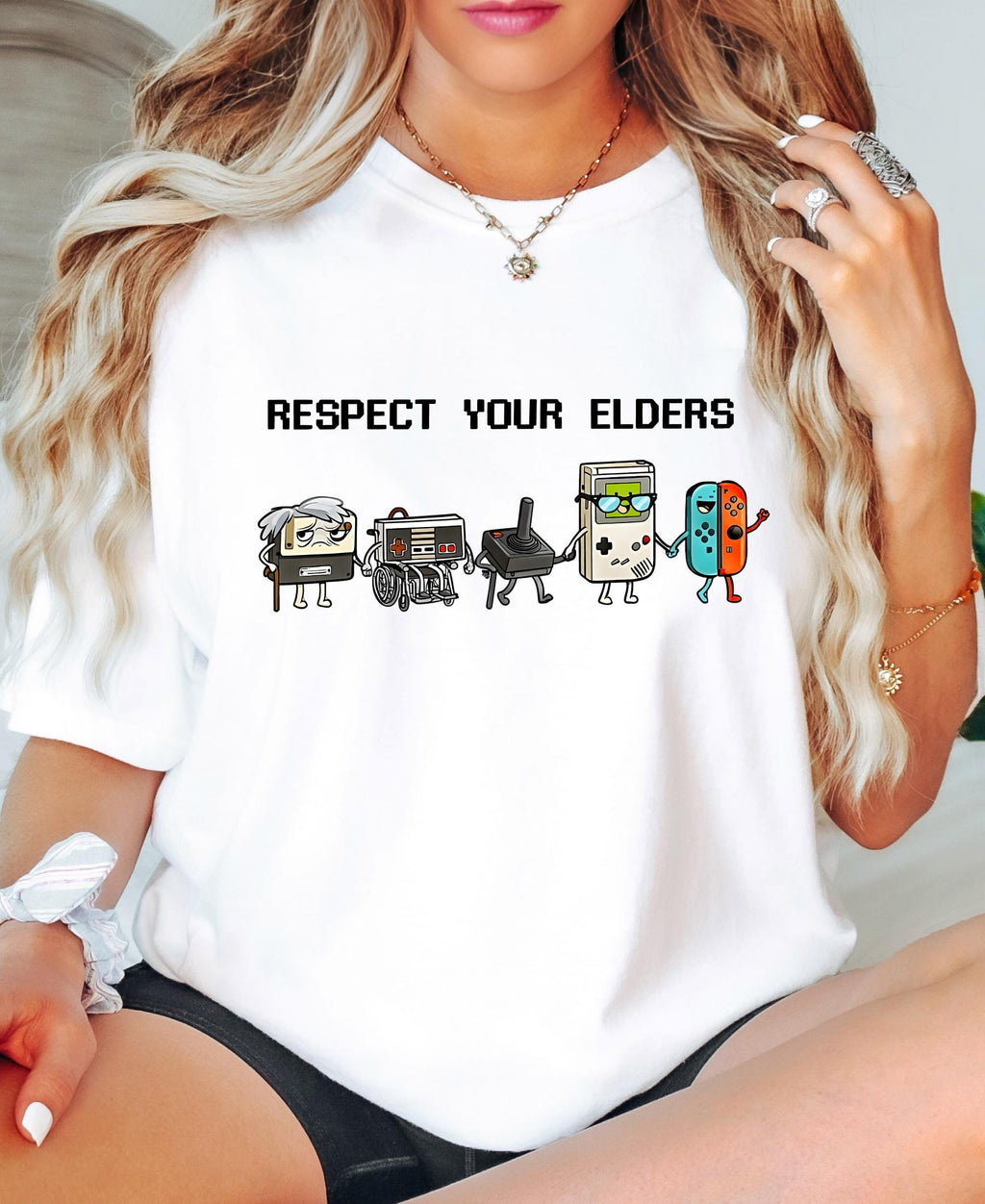 Comfort Colors© Respect Your Elders Gaming Shirt, Vintage Funny Old Gamer Tee, Retro Video Game T-Shirt